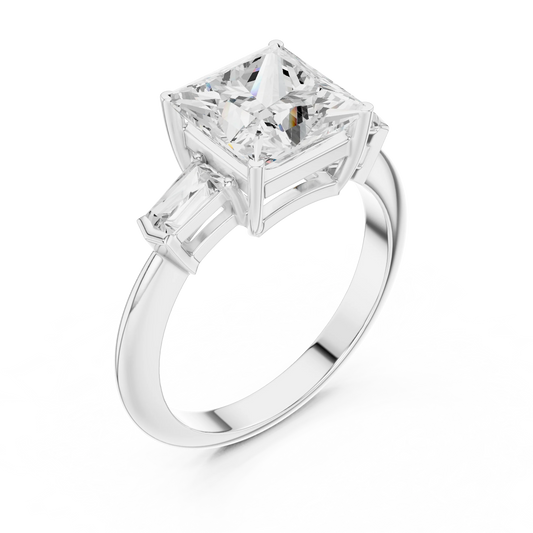 Empress Princess Diamond Three-Stone Ring