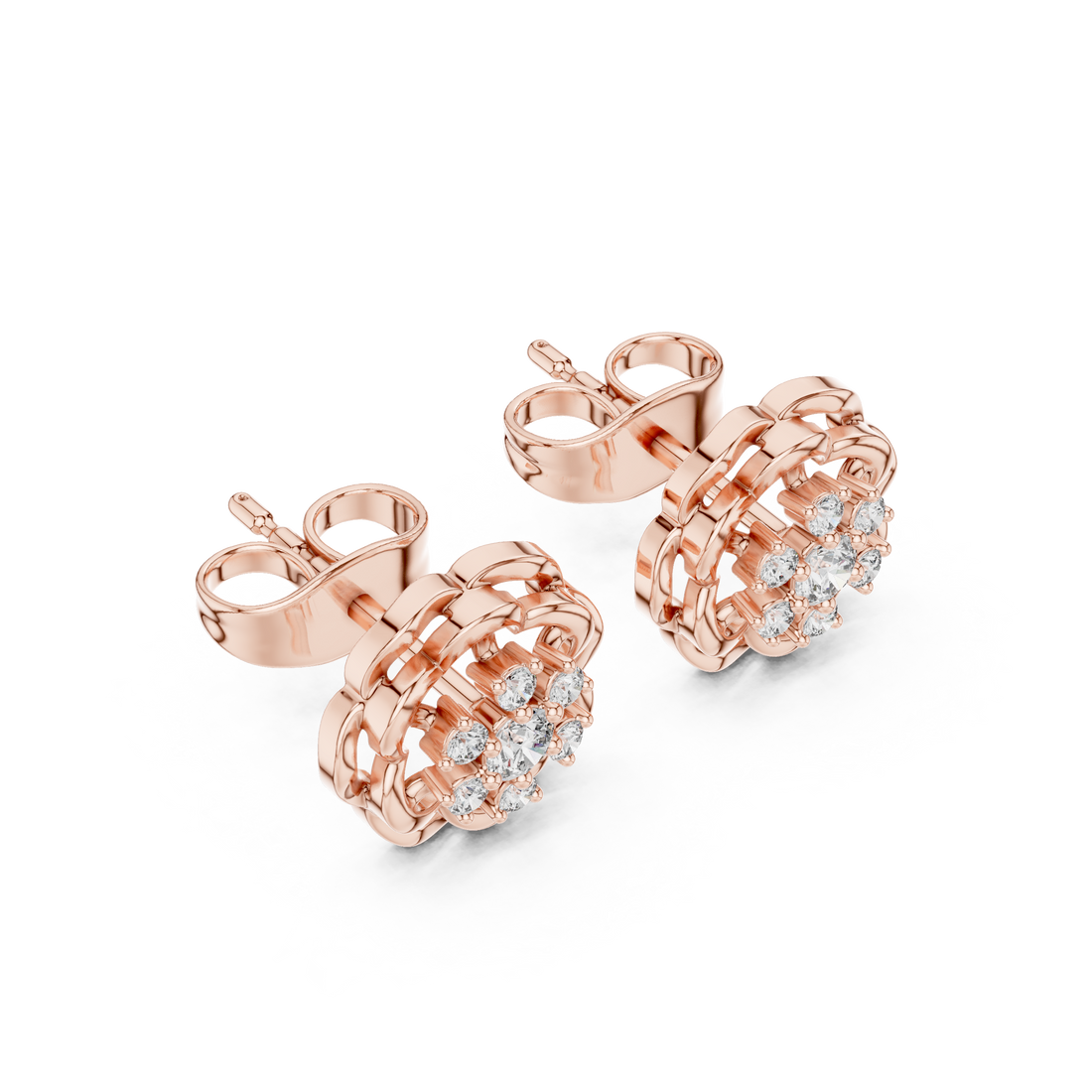 Rose Bloom Lab-Grown Diamond Stud Earrings