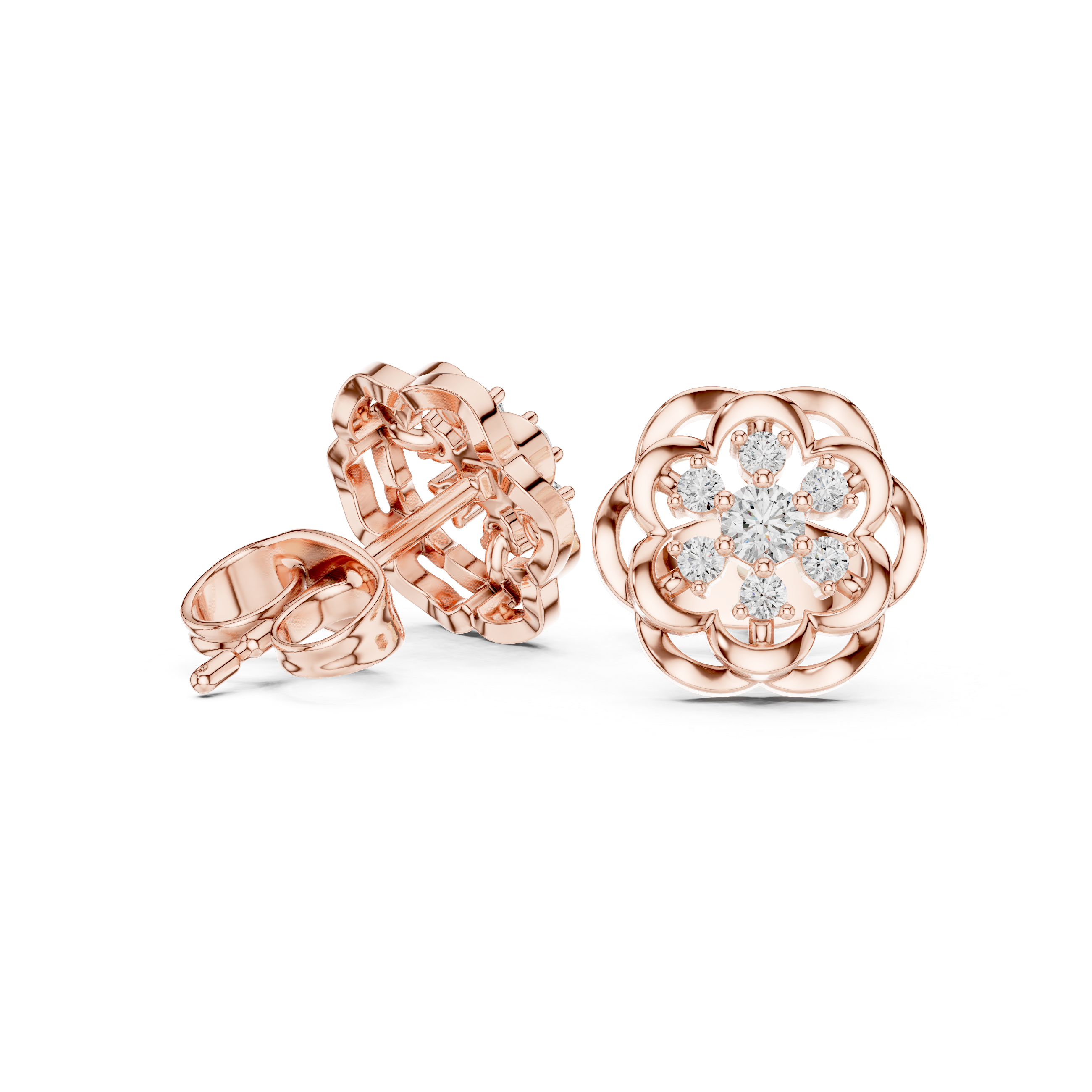 Rose Bloom Lab-Grown Diamond Stud Earrings