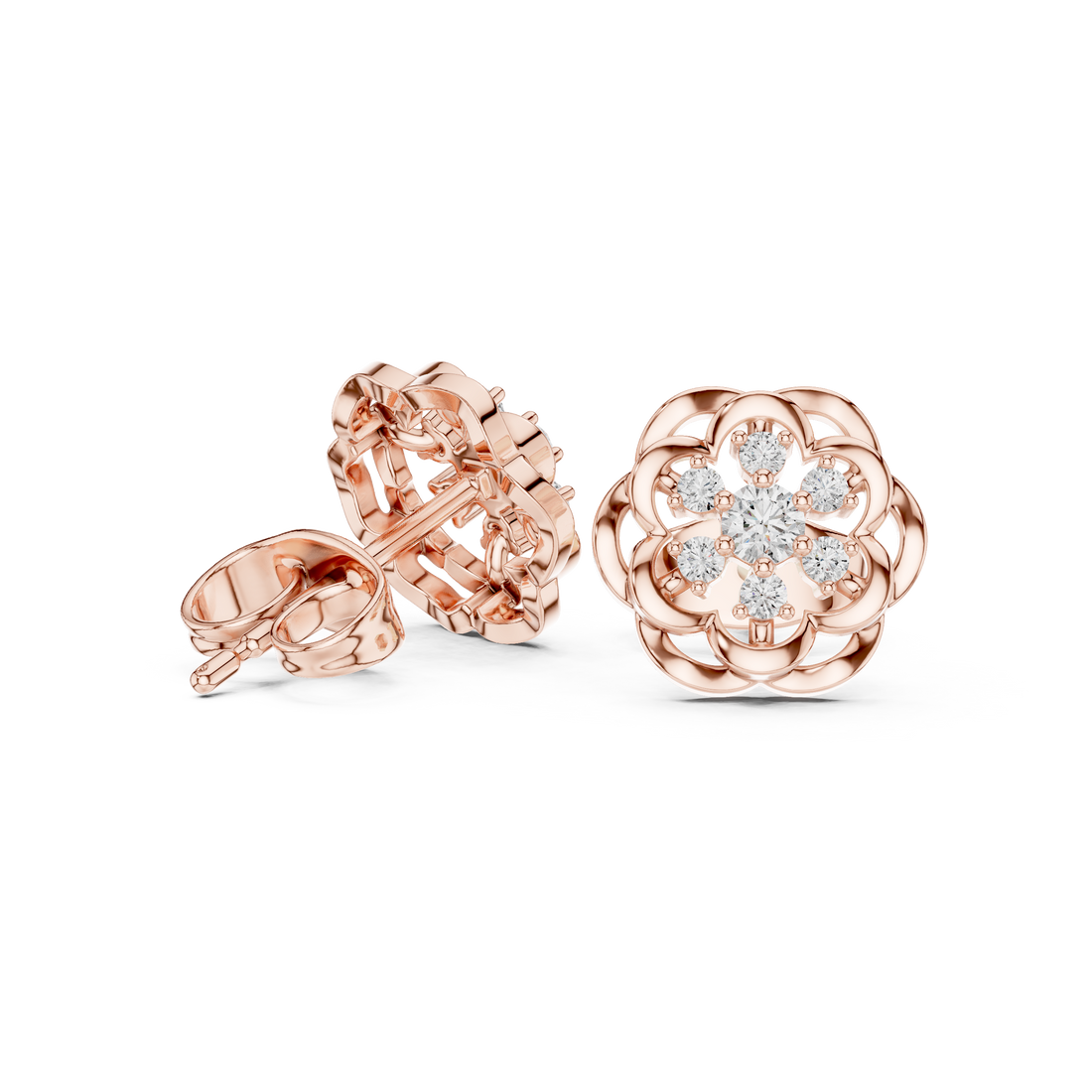 Rose Bloom Lab-Grown Diamond Stud Earrings