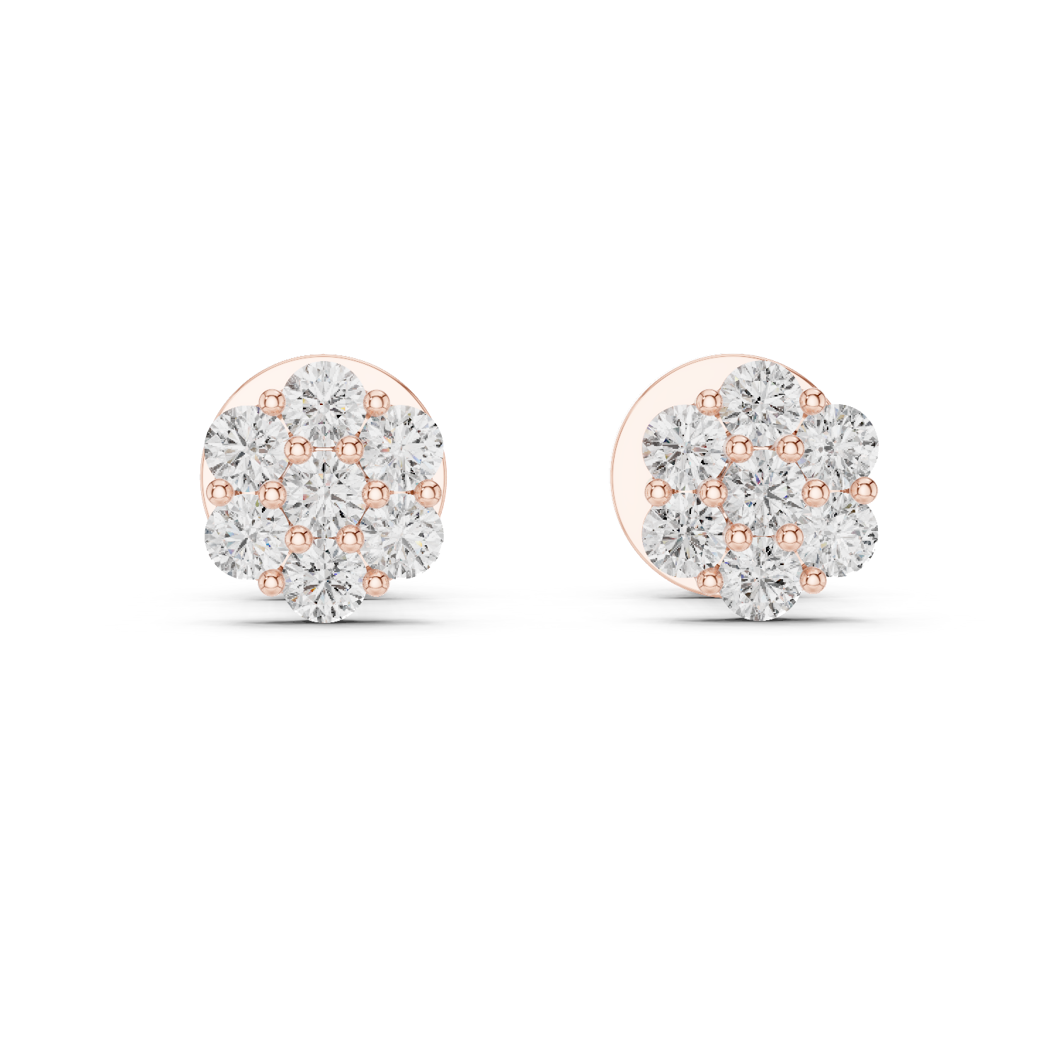 Floral Cluster Diamond Stud Earrings