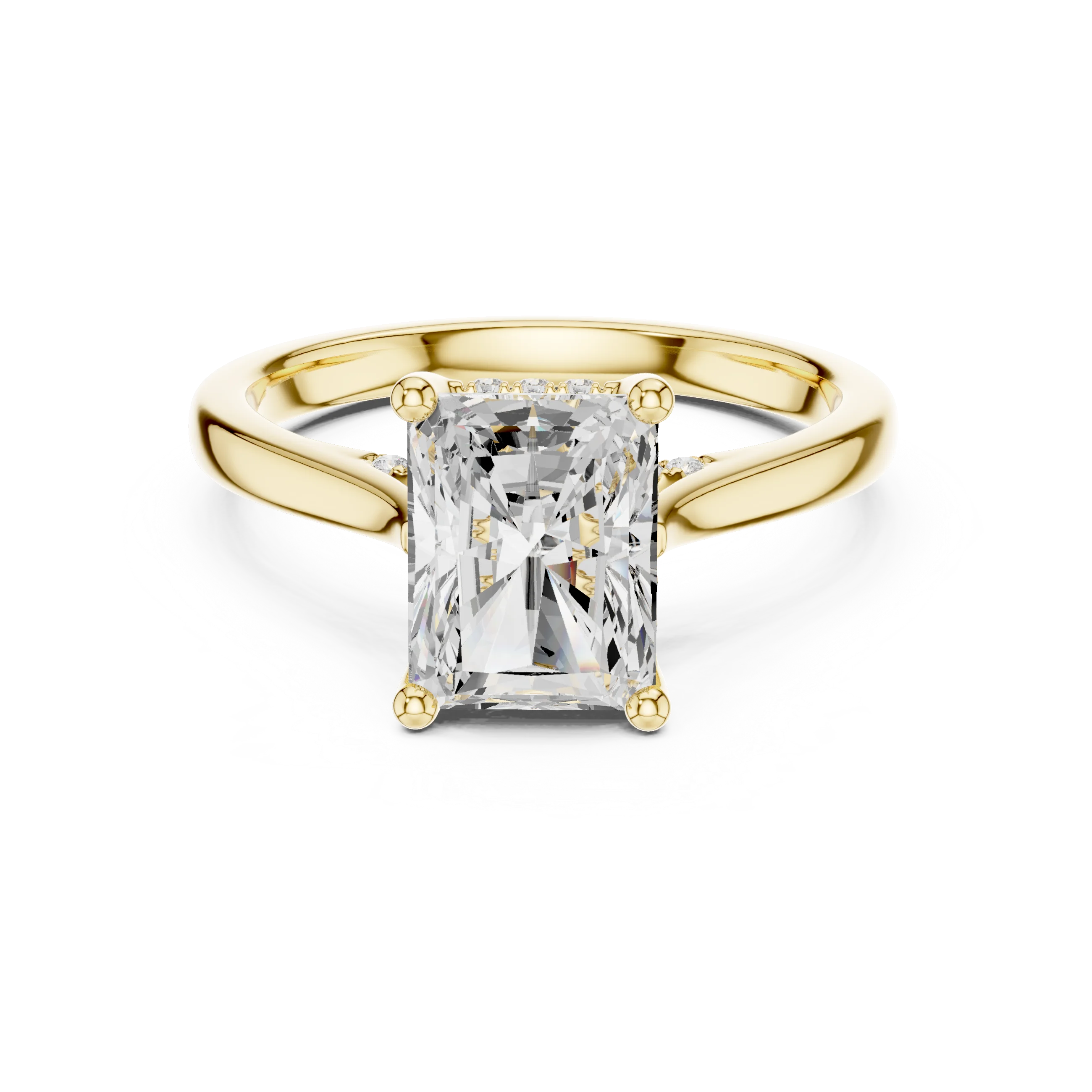Radiant solitaire ring in yellow gold with plain domed band and lab-grown diamond – Australia
