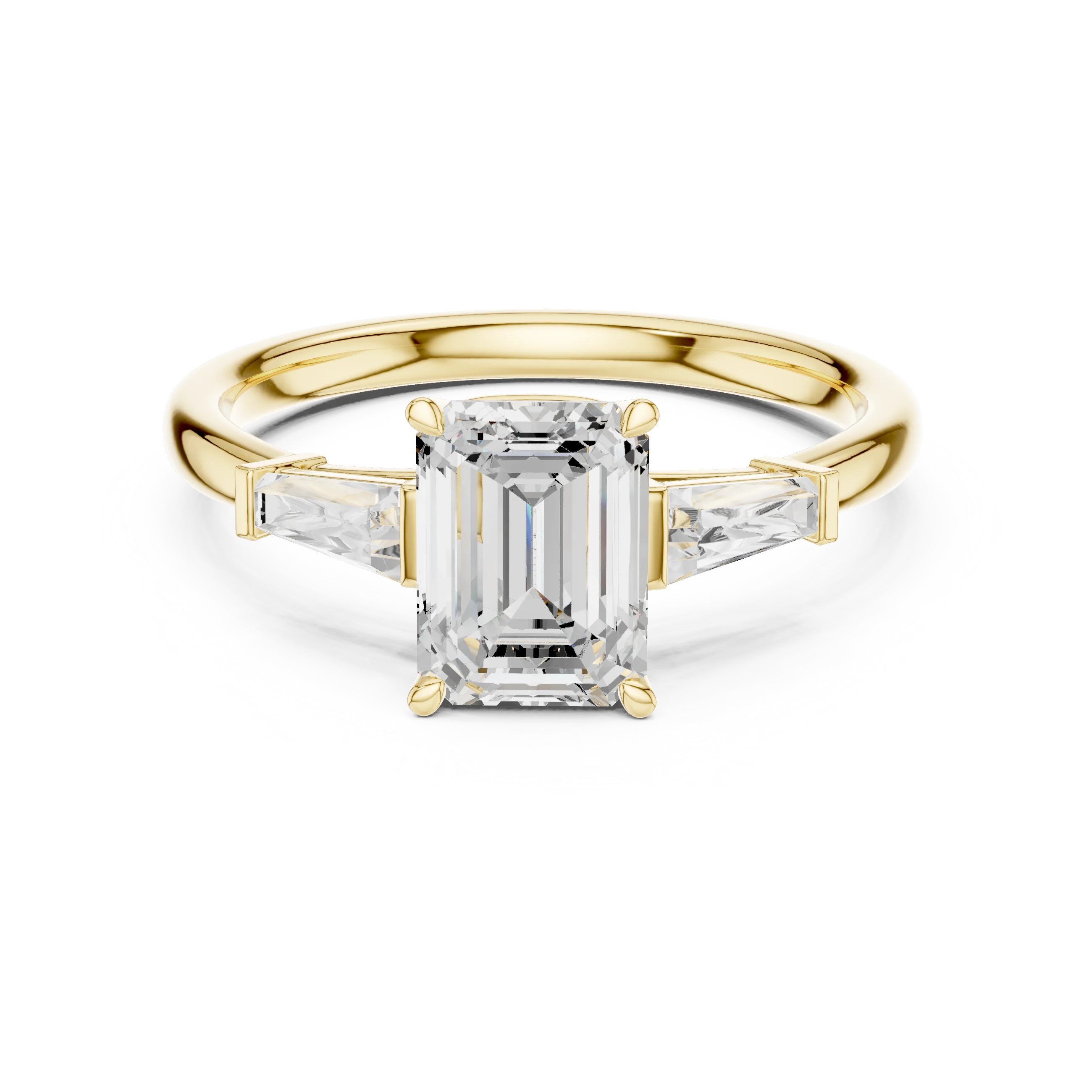 Regal trinity emerald diamond ring in yellow gold with lab-grown diamonds – Australia