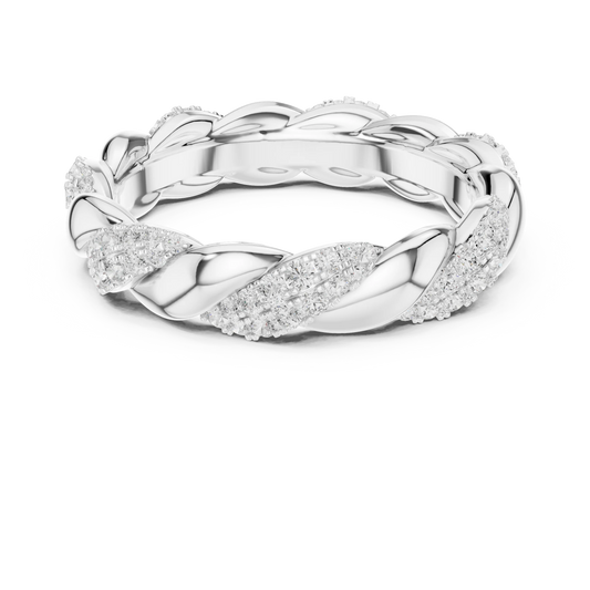 Round brilliant twisted rope pavé eternity band with lab-grown diamonds in white gold, elegant and modern design, Australia collection
