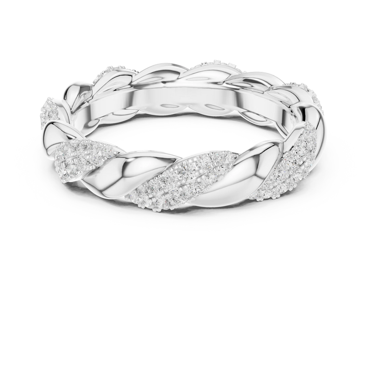 Round brilliant twisted rope pavé eternity band with lab-grown diamonds in white gold, elegant and modern design, Australia collection