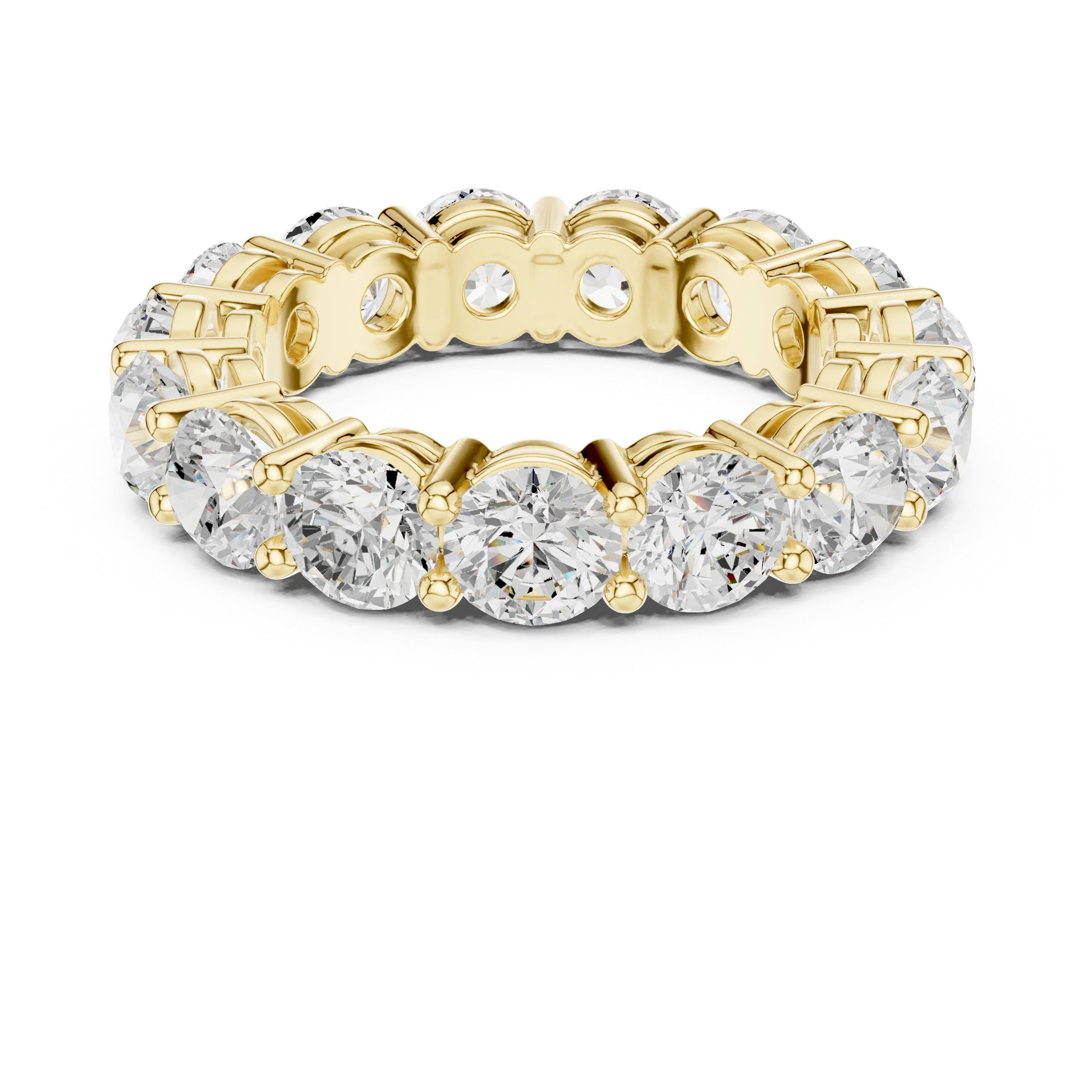 Round diamond full eternity band with lab-grown diamonds in yellow gold with timeless luxury appeal