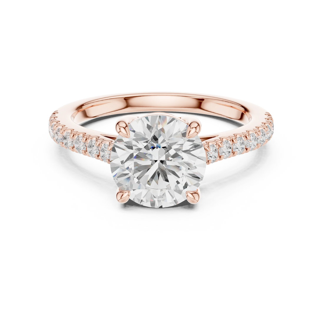 Lab-grown round diamond pavé band ring in rose gold