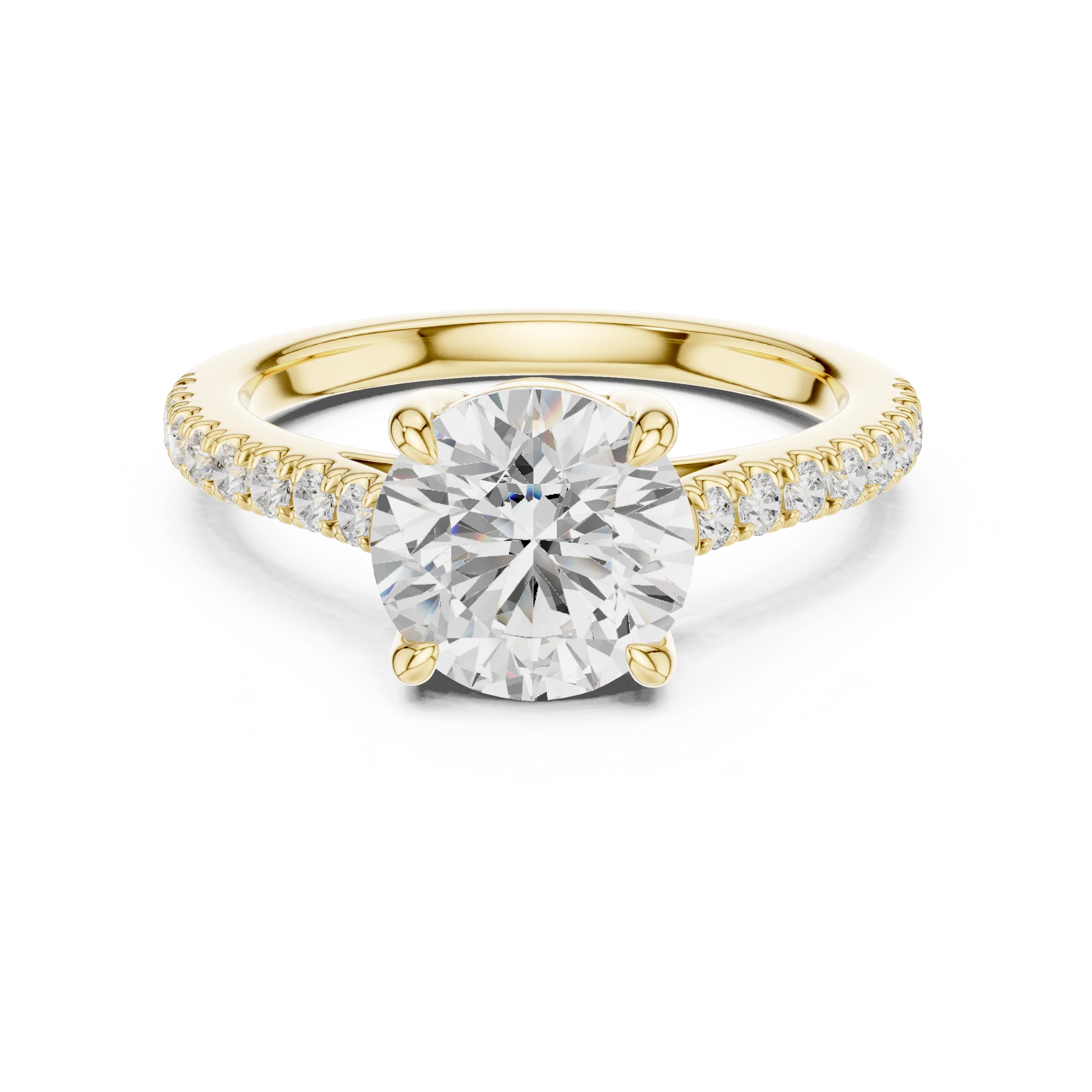 Lab-grown round diamond pavé band ring in yellow gold