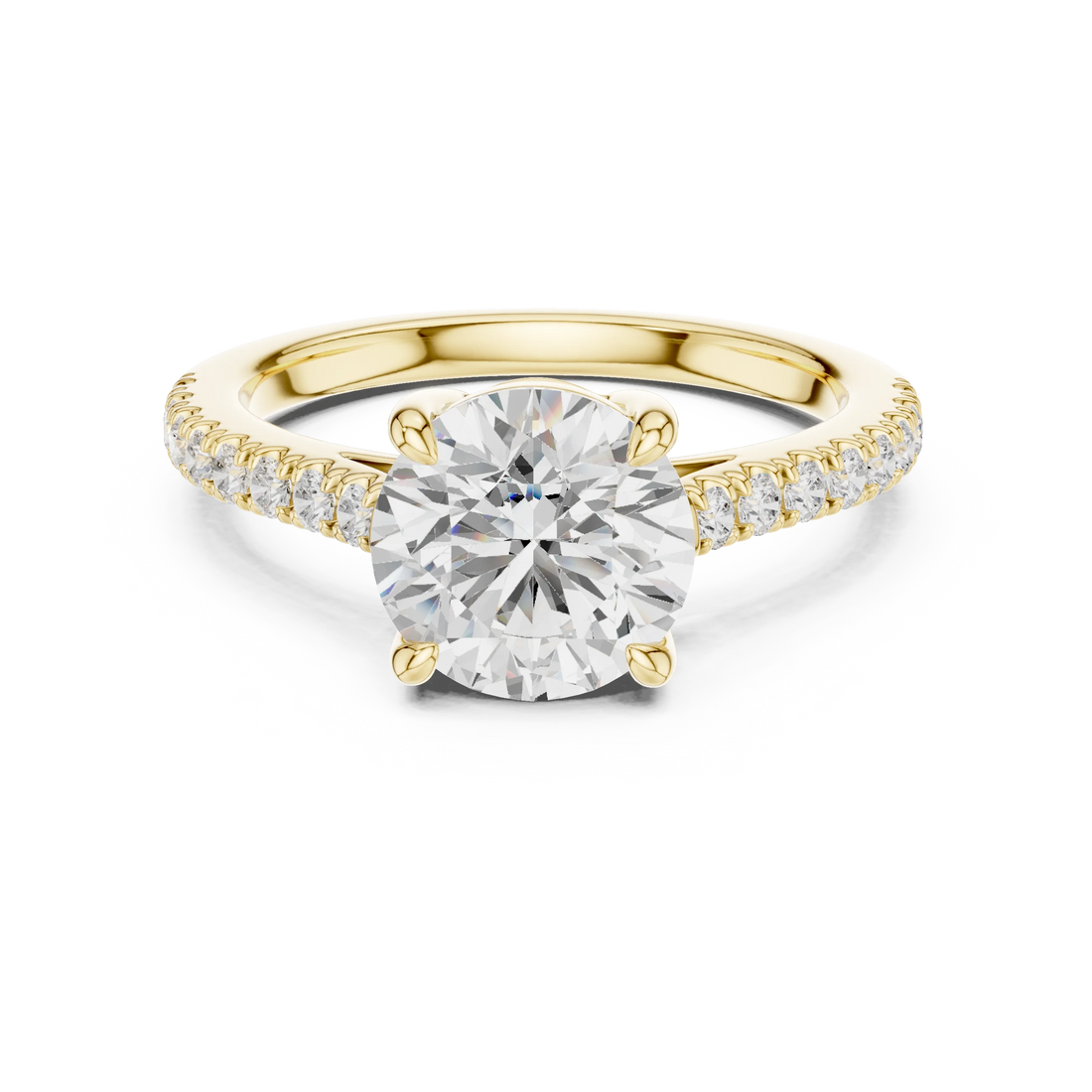 Lab-grown round diamond pavé band ring in yellow gold