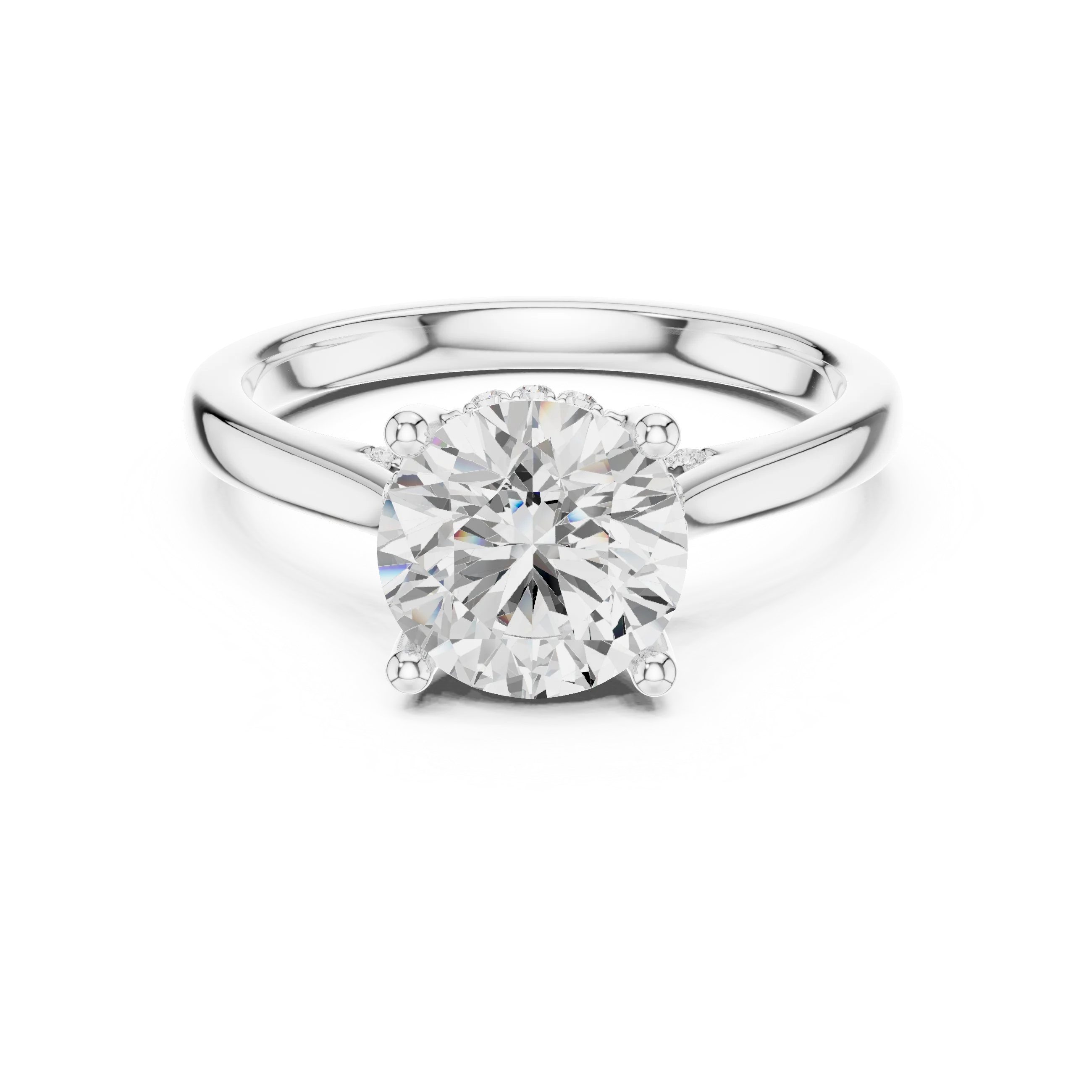Round solitaire ring in white gold with plain domed band and lab-grown diamond – Australia
