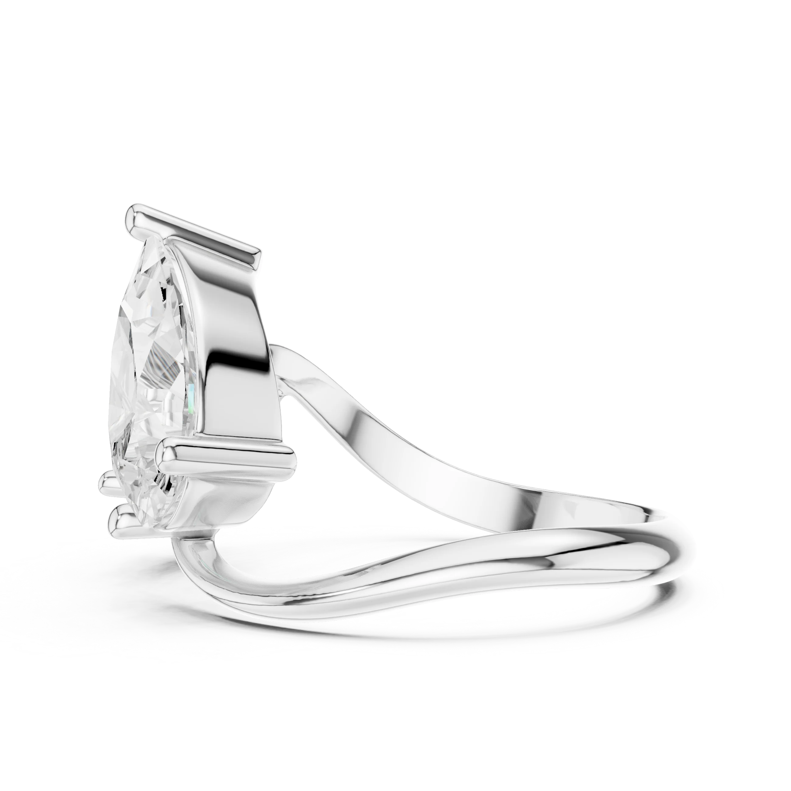 Round & Pear Diamond Bypass Ring