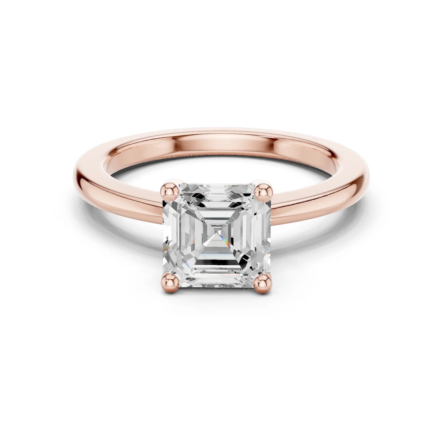 Front view of Royal Radiance Asscher Diamond Ring in Rose Gold, Australia