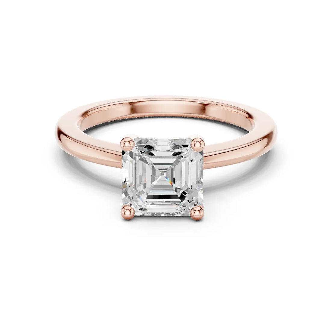 Front view of Royal Radiance Asscher Diamond Ring in Rose Gold, Australia
