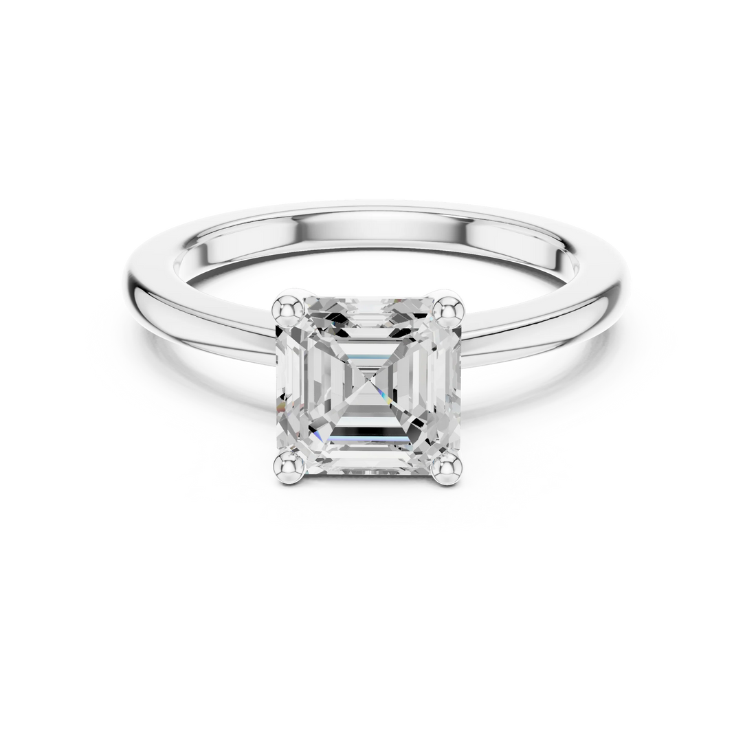 Front view of Royal Radiance Asscher Diamond Ring in White Gold, Australia