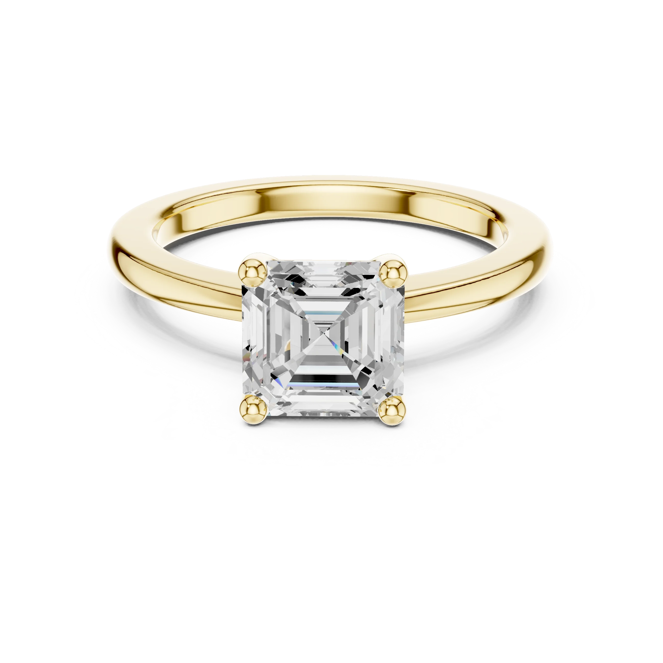 Front view of Royal Radiance Asscher Diamond Ring in Yellow Gold, Australia
