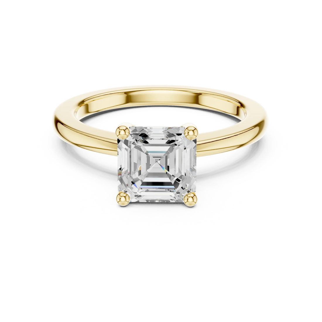 Front view of Royal Radiance Asscher Diamond Ring in Yellow Gold, Australia