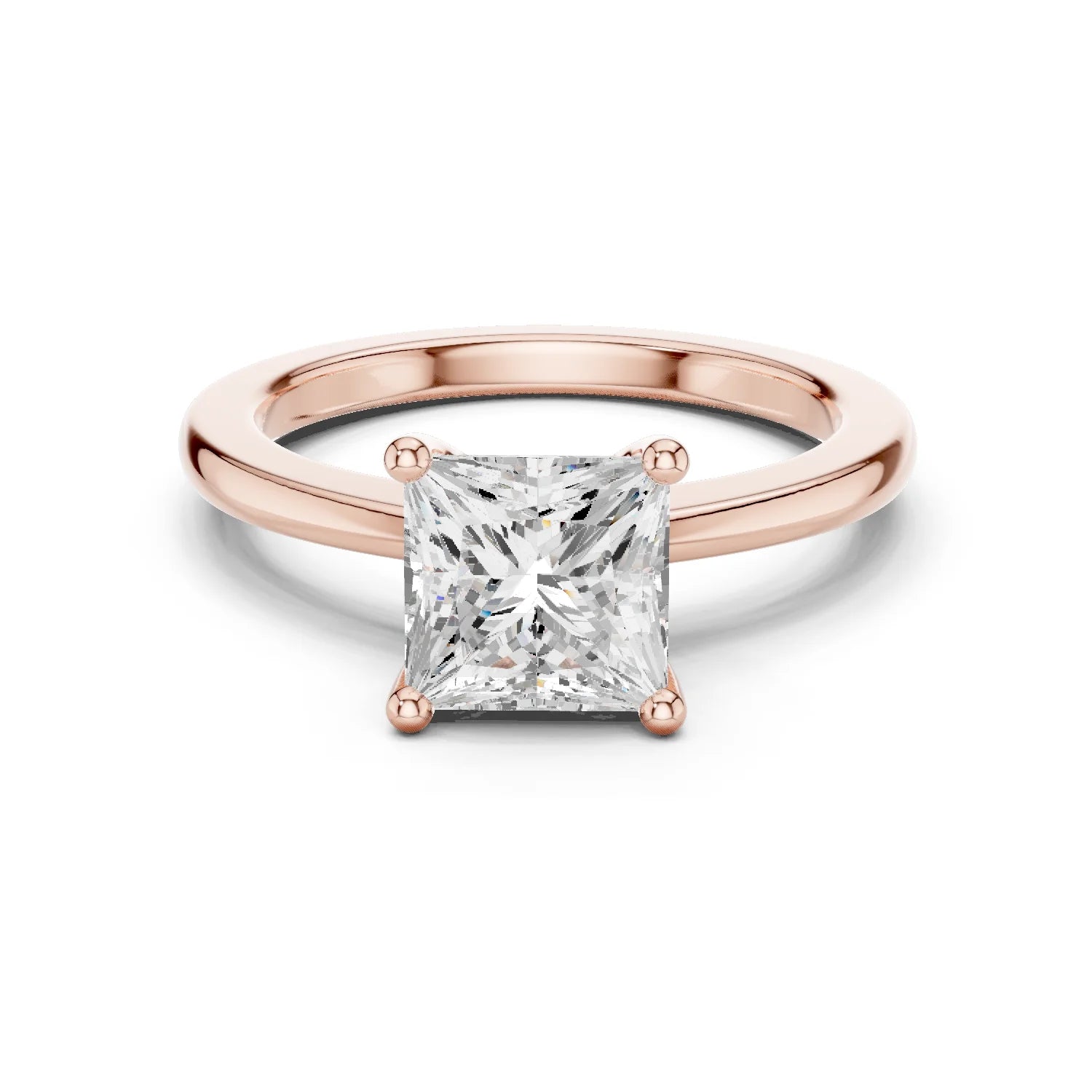 Royal Spark Princess Cut Diamond Ring in Rose Gold with Princess Cut Diamond
