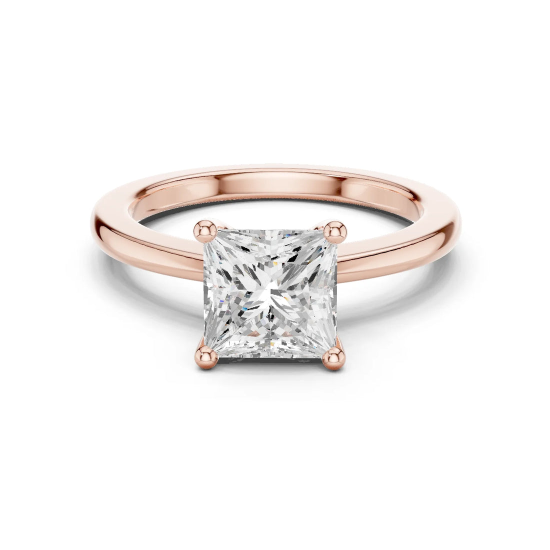 Royal Spark Princess Cut Diamond Ring in Rose Gold with Princess Cut Diamond