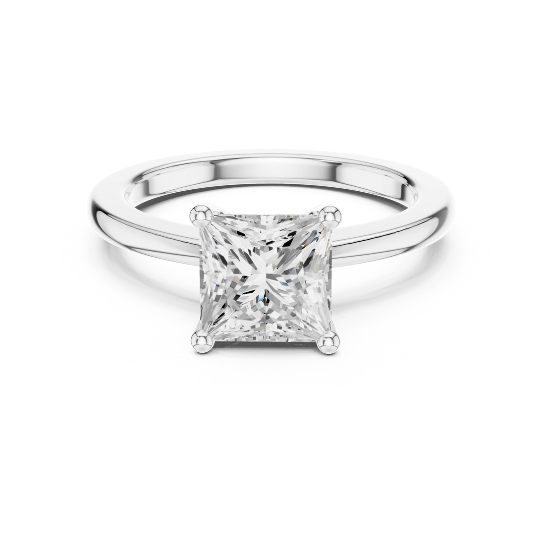 Royal Spark Princess Cut Diamond Ring in White Gold with Princess Cut Diamond
