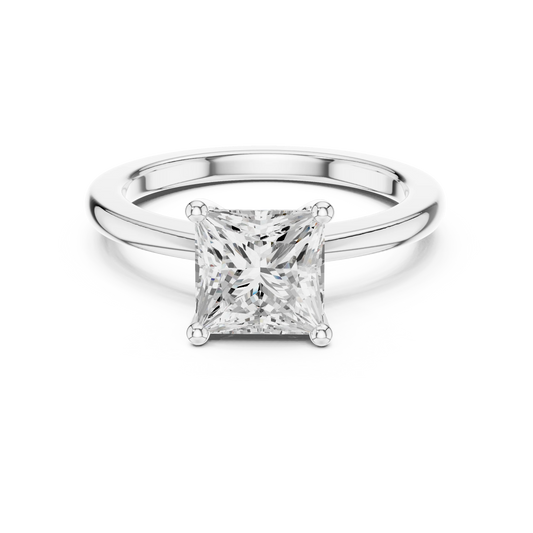 Royal Spark Princess Cut Diamond Ring in White Gold with Princess Cut Diamond