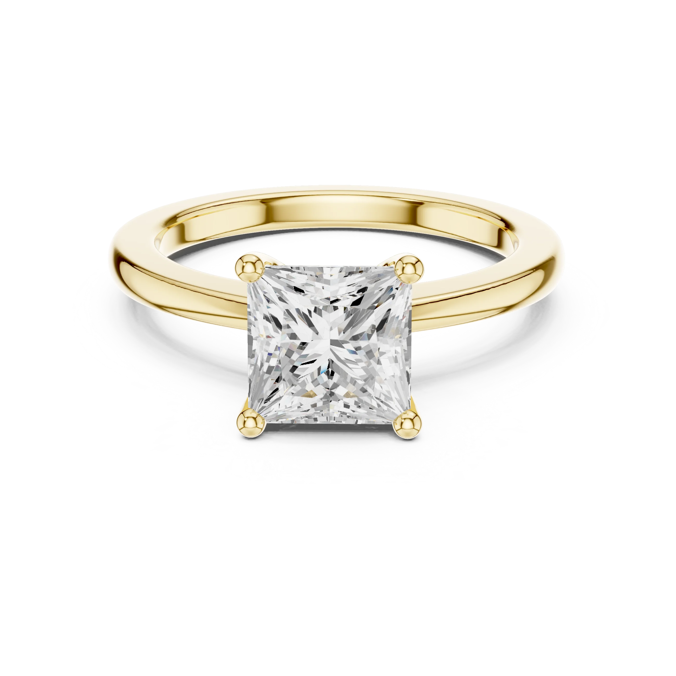 Royal Spark Princess Cut Diamond Ring in Yellow Gold with Princess Cut Diamond