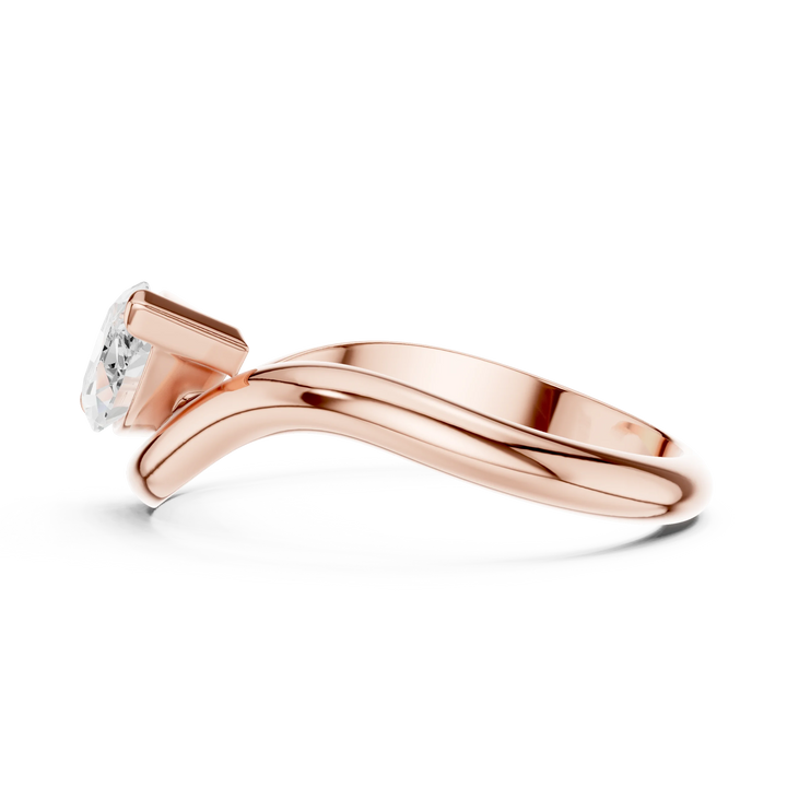 East-west marquise solitaire ring in rose gold with lab-grown diamond side view