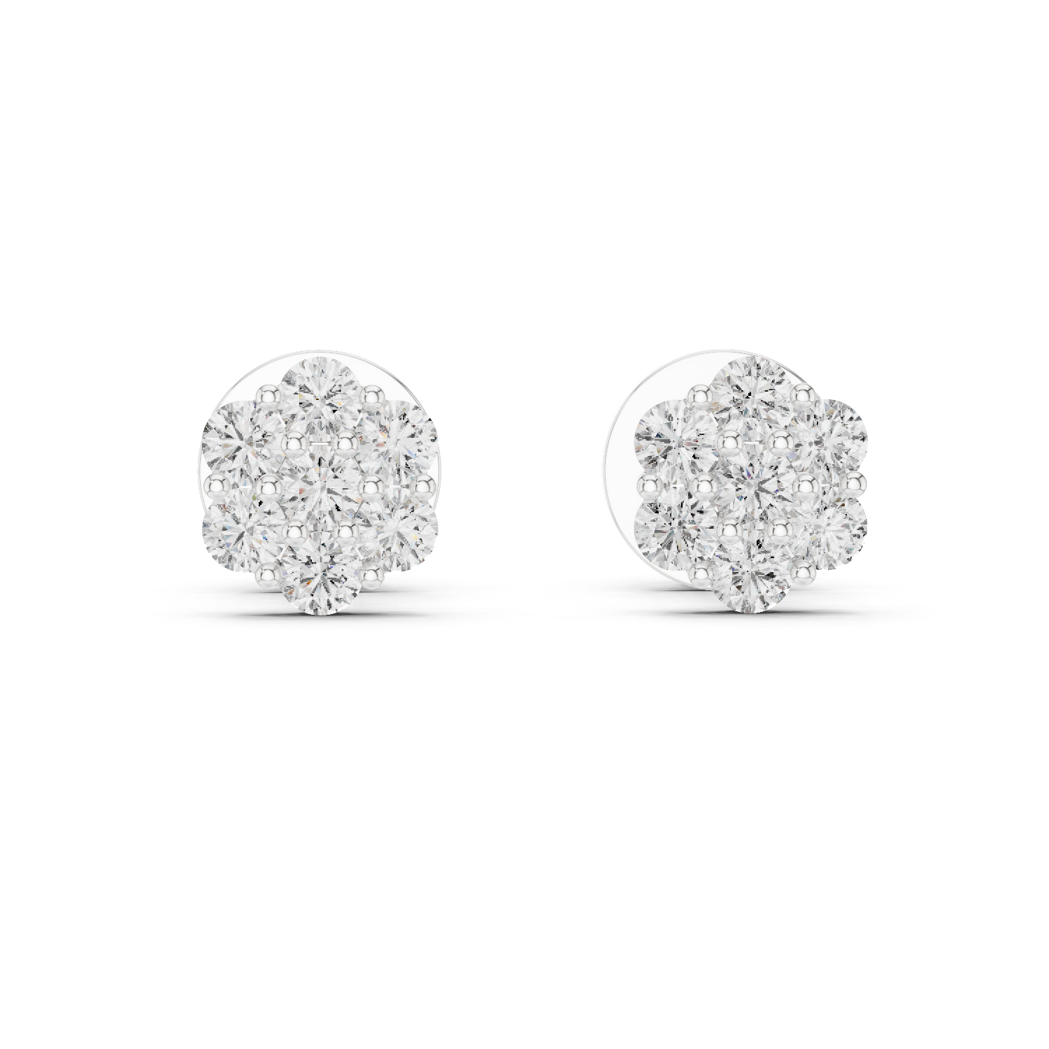 Floral Cluster Diamond Stud Earrings