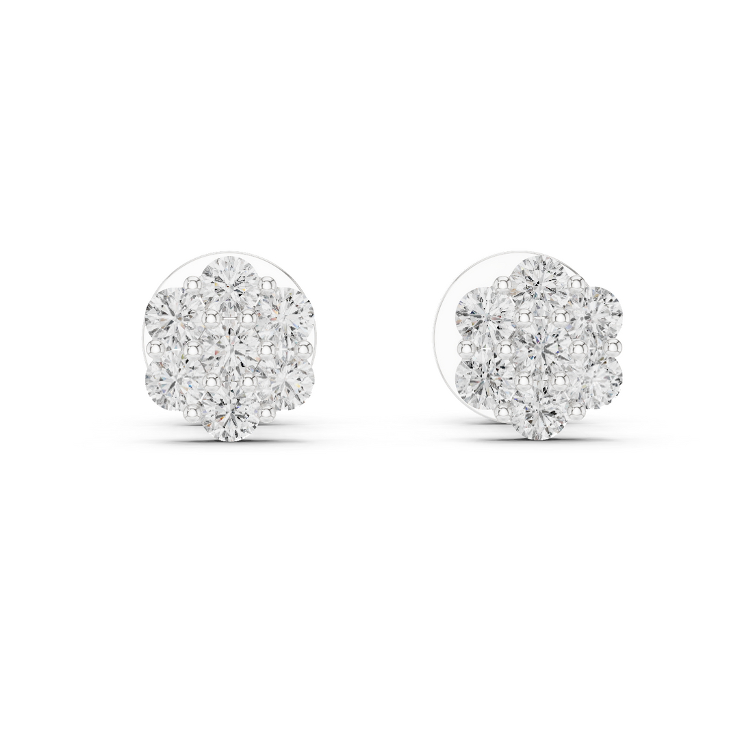 Floral Cluster Diamond Stud Earrings