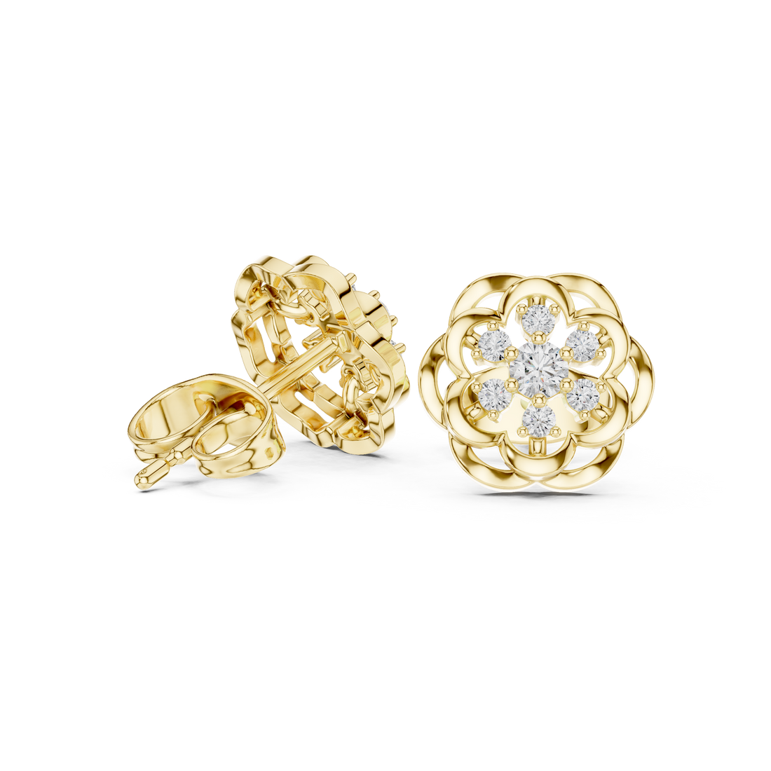 Rose Bloom Lab-Grown Diamond Stud Earrings