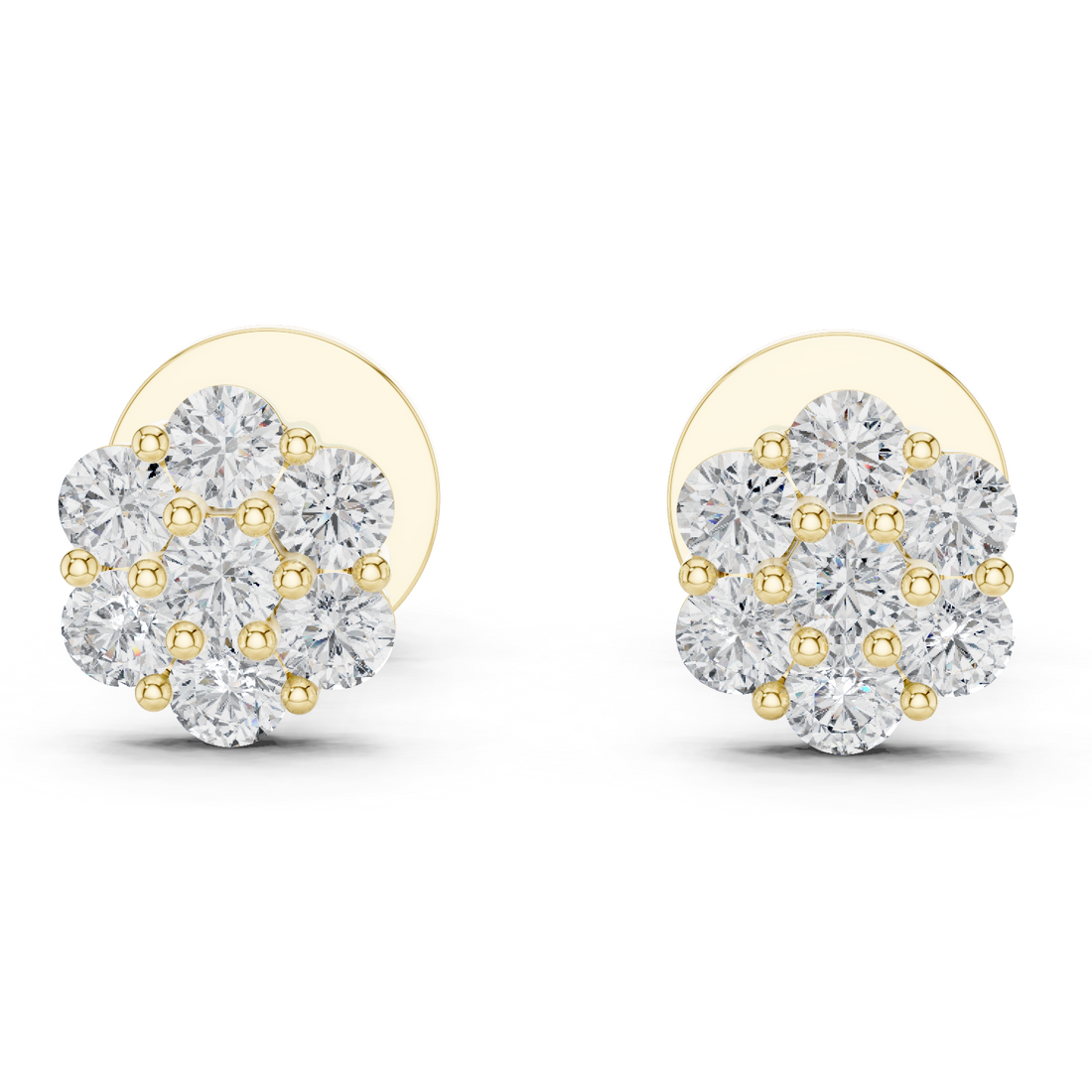Floral Cluster Diamond Stud Earrings