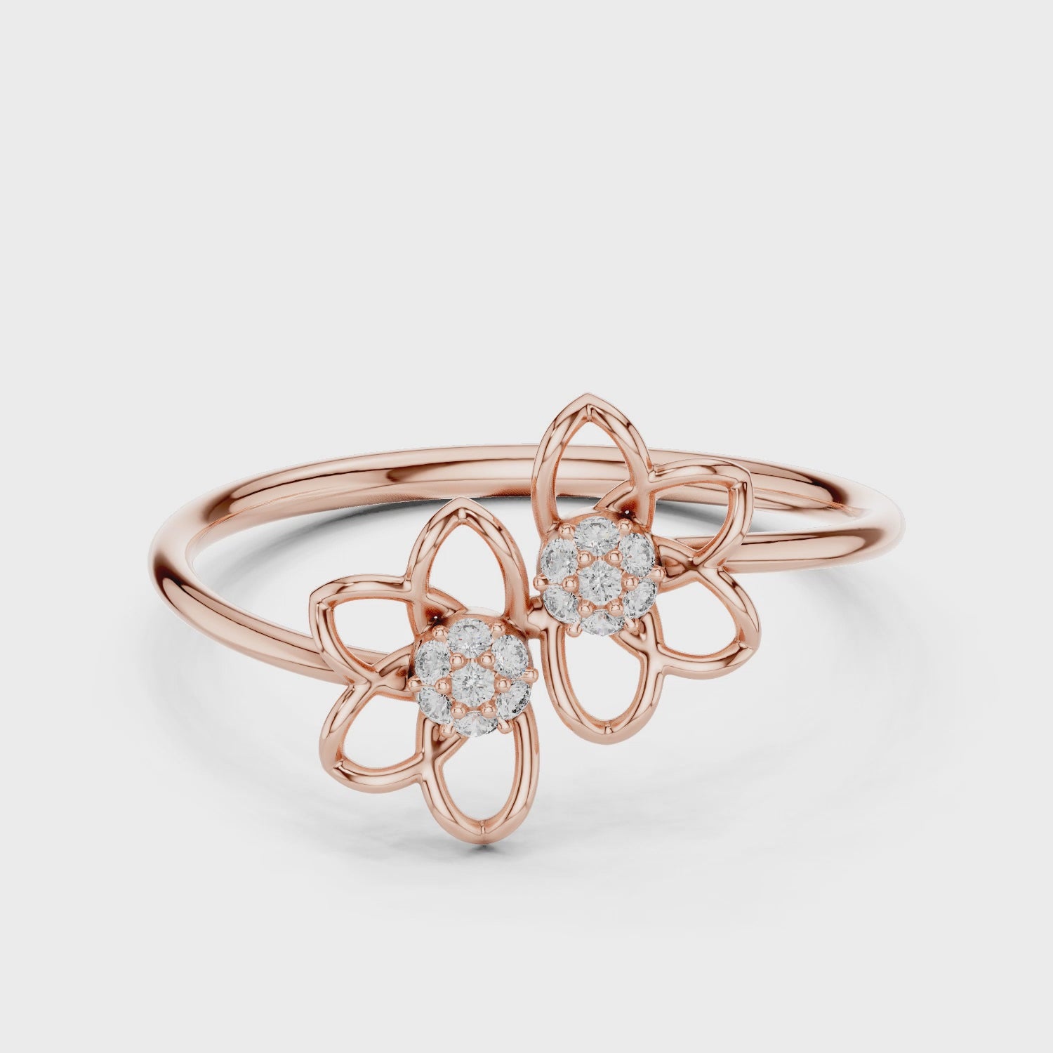 Twin Bloom Diamond Flower Ring