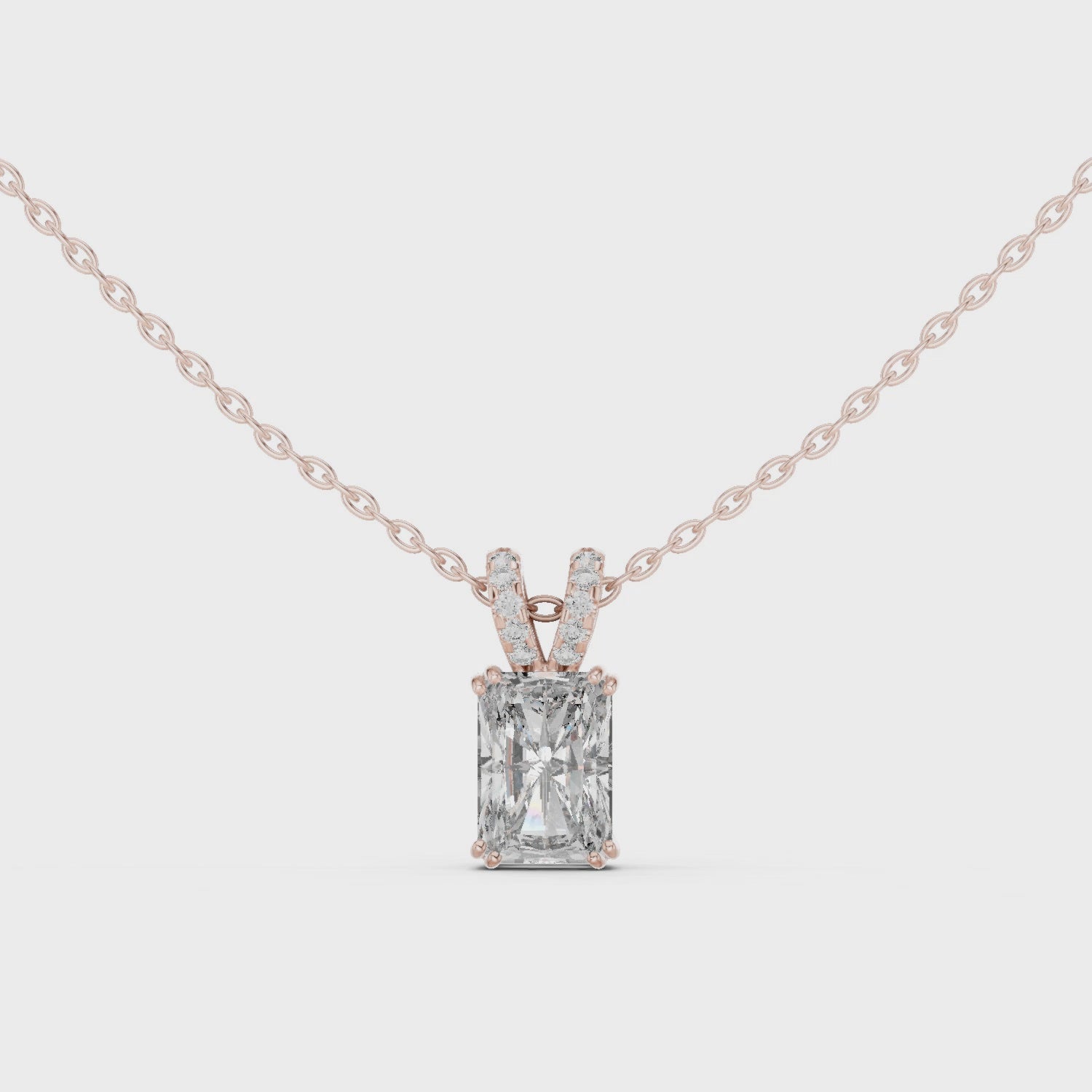 Emerald-Cut Diamond Solitaire Pendant Necklace