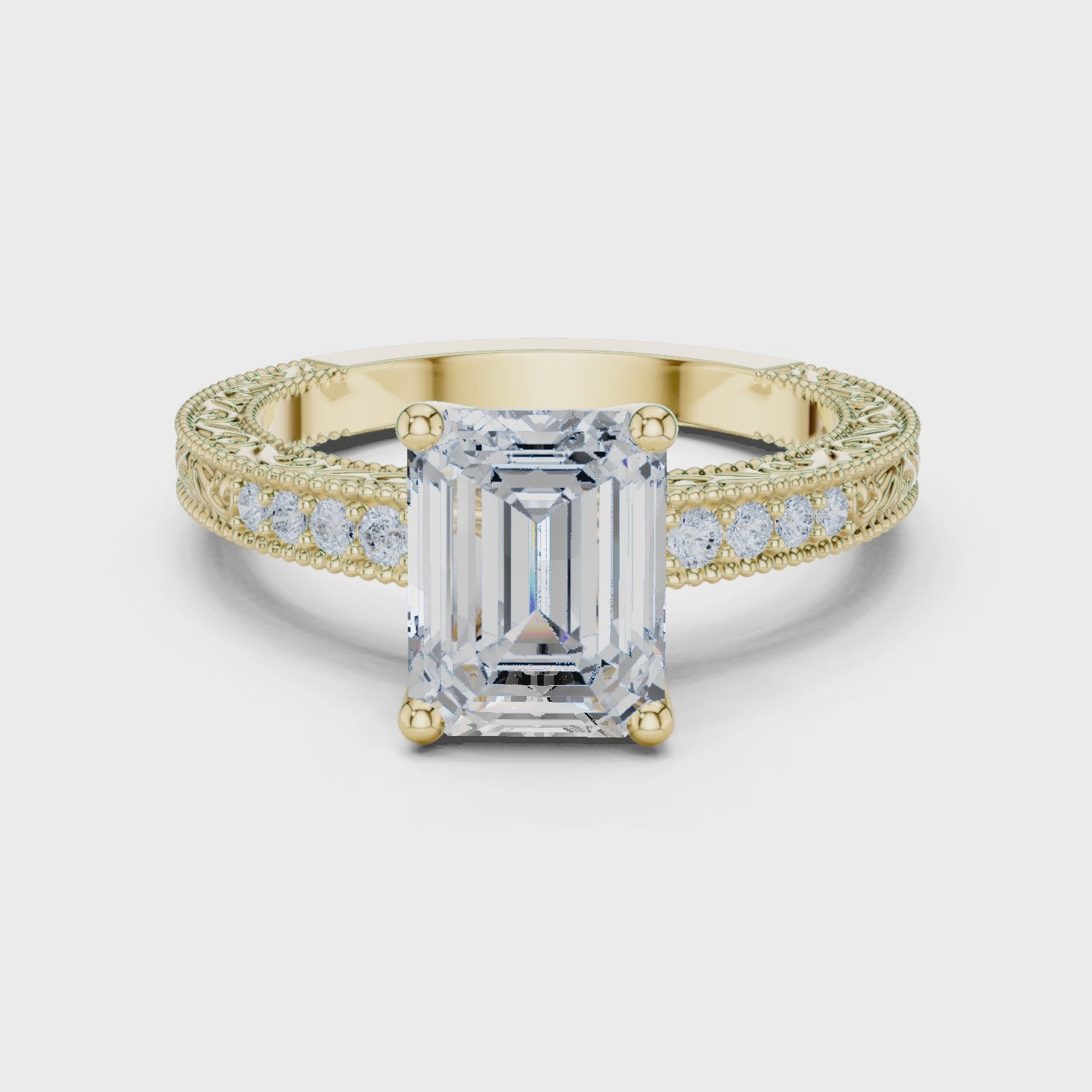 Uma Vintage Lace Emerald Diamond Pavé Ring