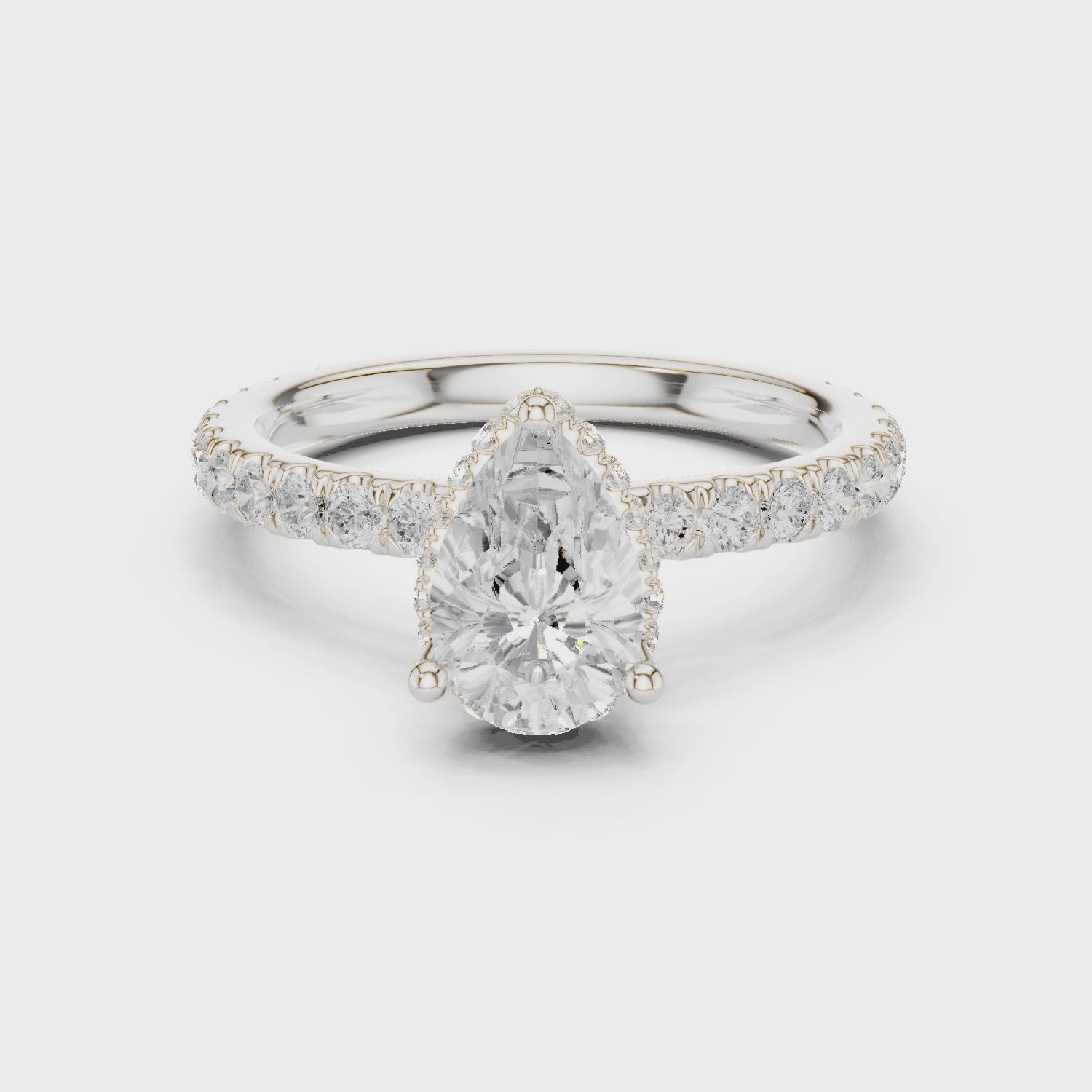 Fern Luxe Halo Pear Diamond Pavé Ring