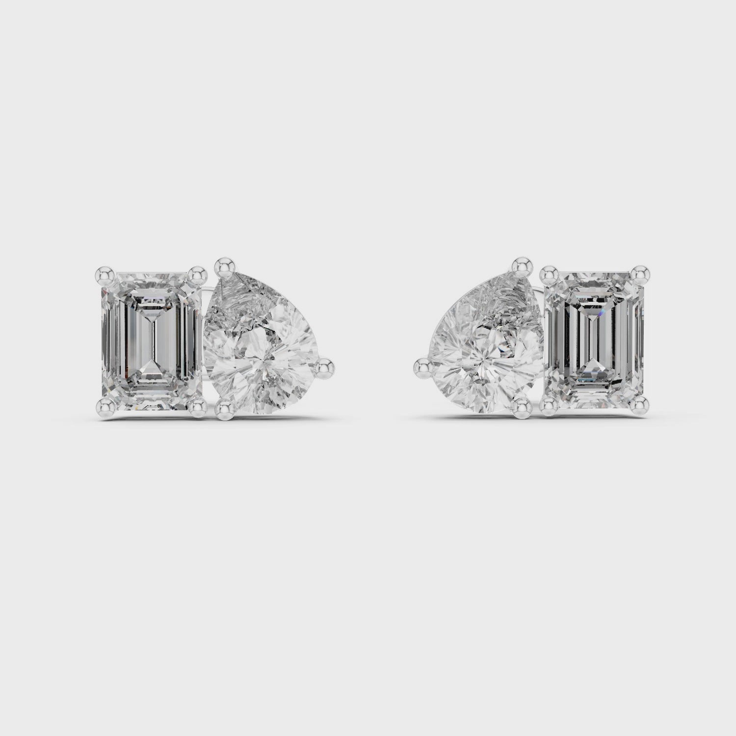 Dual Brilliance Emerald & Pear Lab-Grown Diamond Stud Earrings