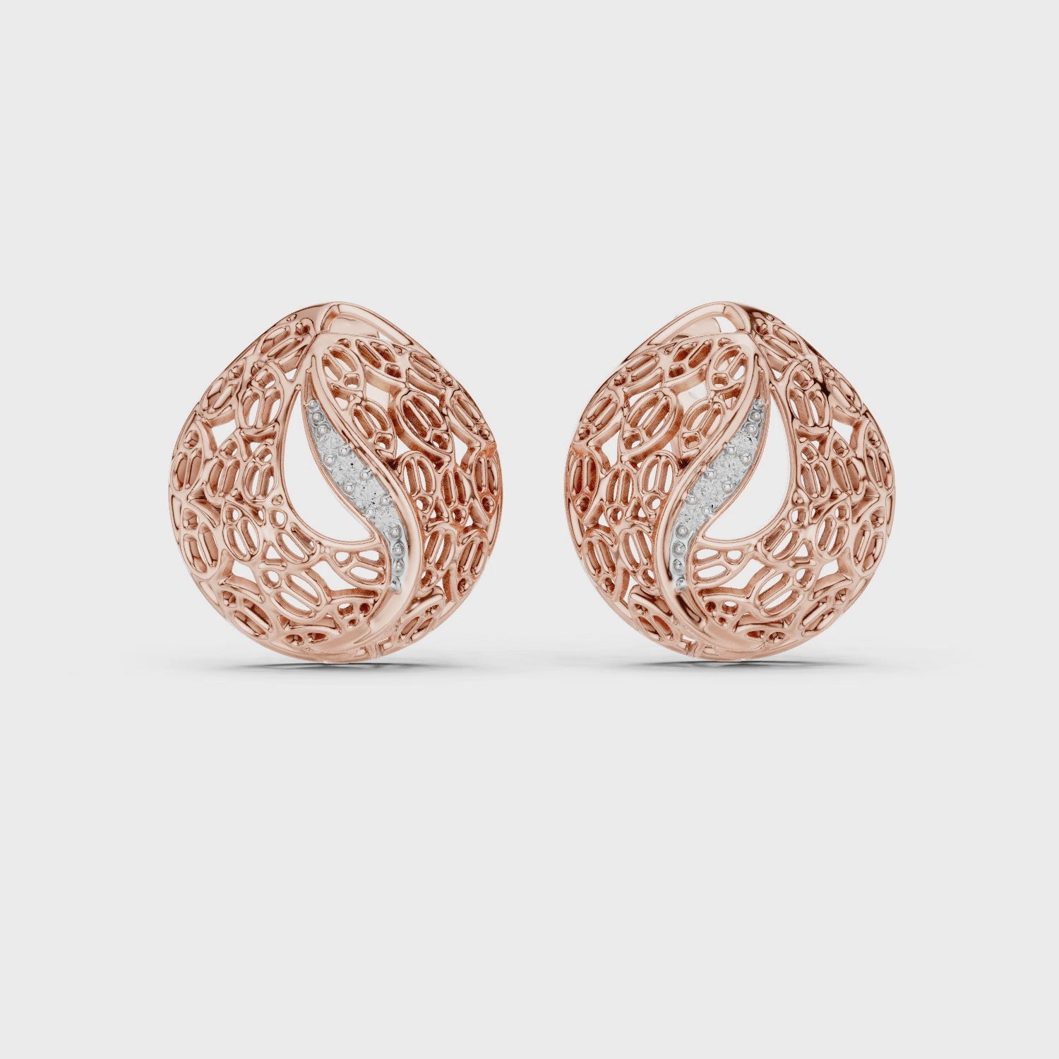 Rose Whisper Filigree Lab-Grown Diamond Stud Earrings