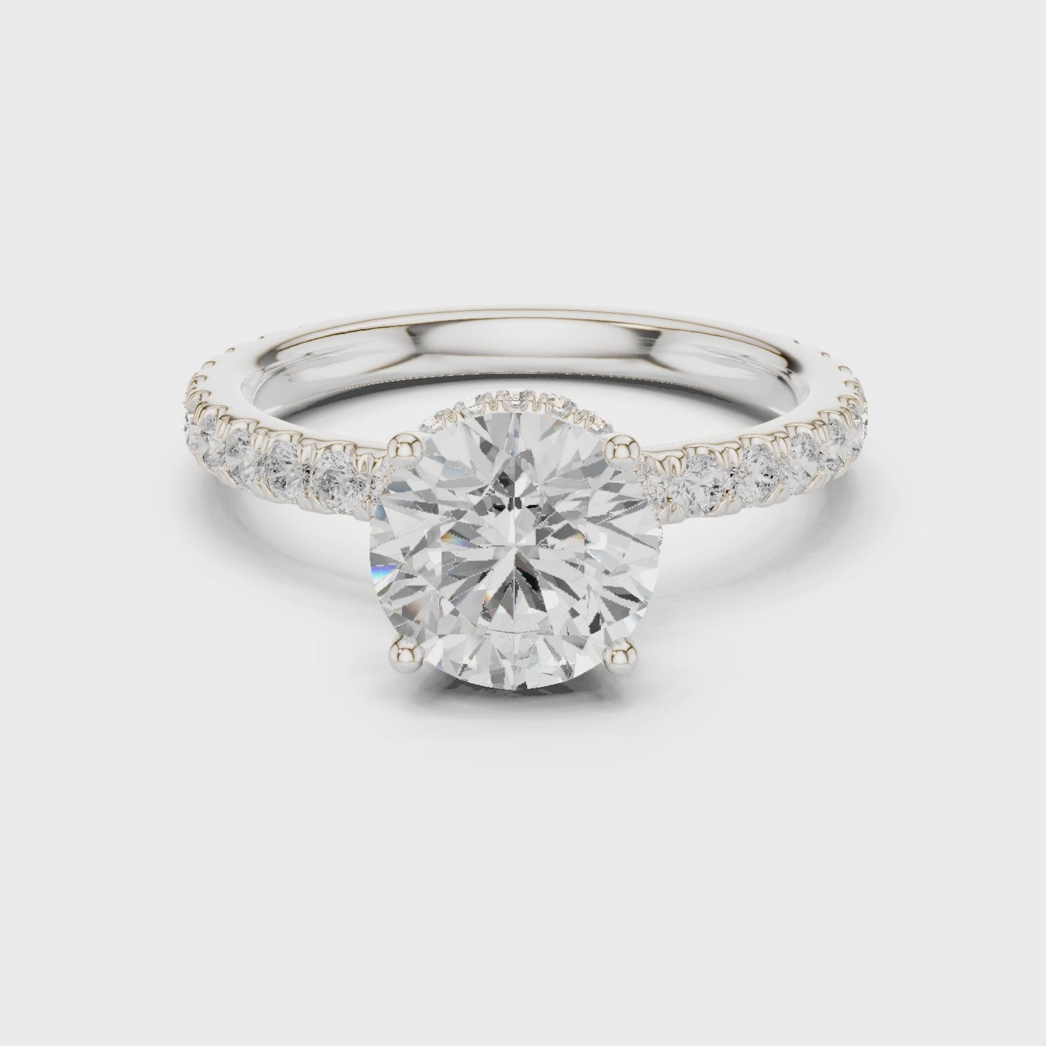 Ines Luxe Halo Round Diamond Pavé Ring
