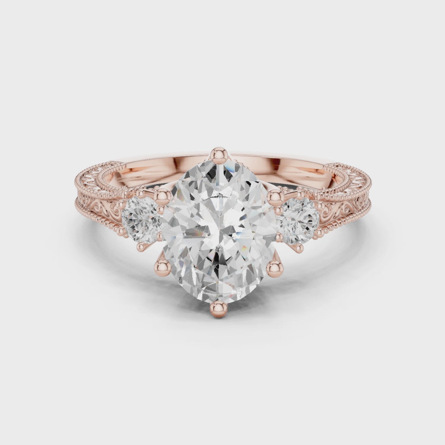 Gatsby Oval Diamond Vintage Three-Stone Ring