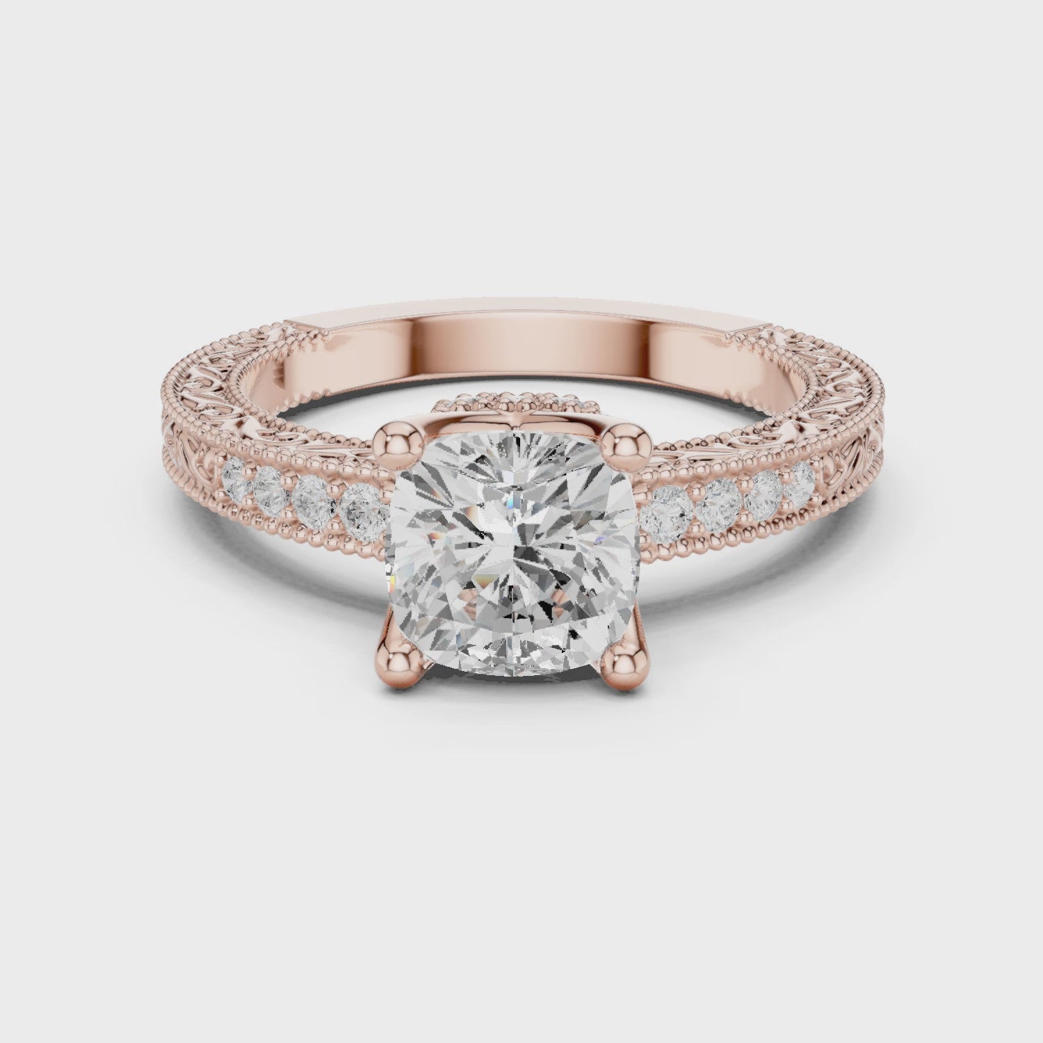 Tara Vintage Lace Cushion Diamond Pavé Ring