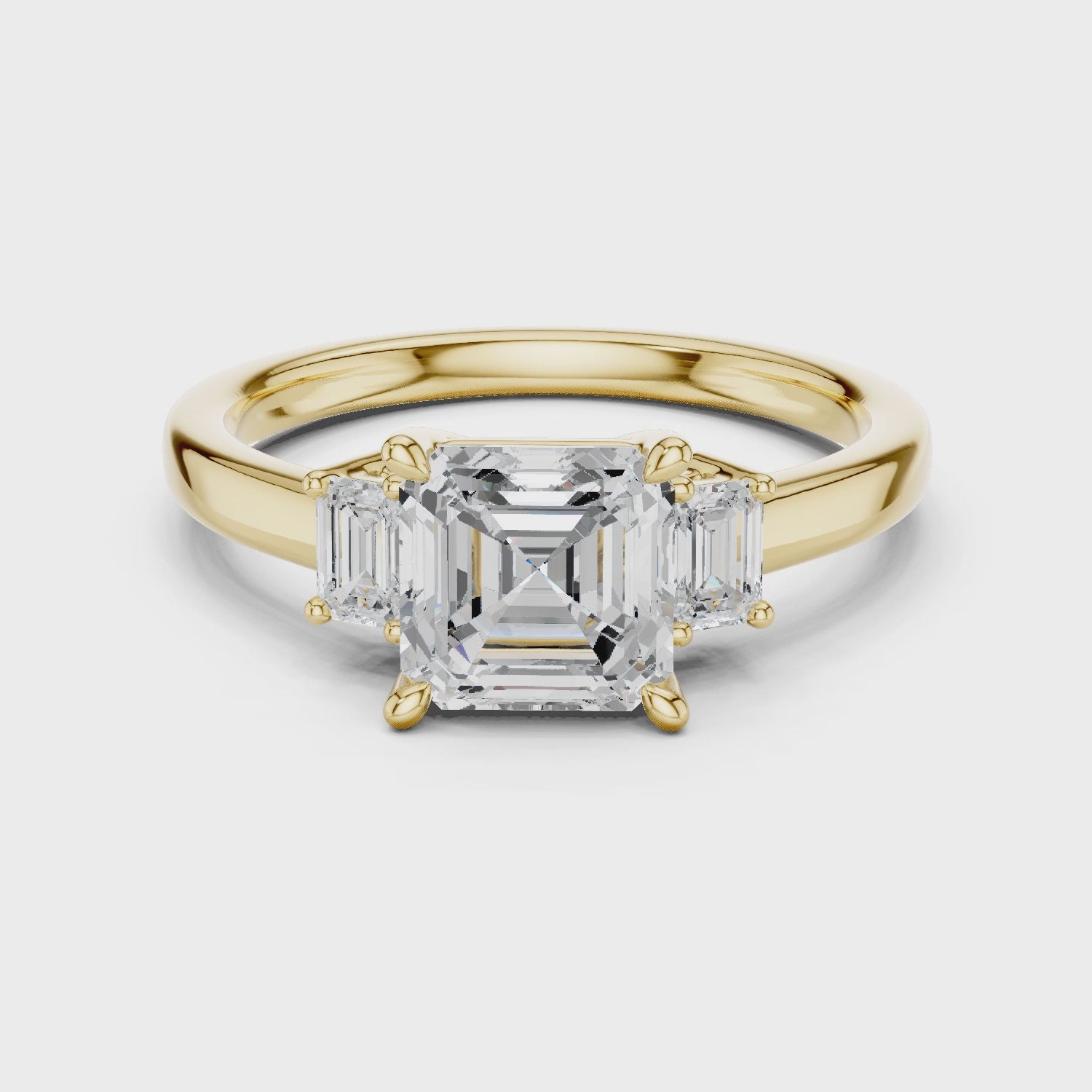 Bantry Asscher-Cut Three-Stone Diamond Ring