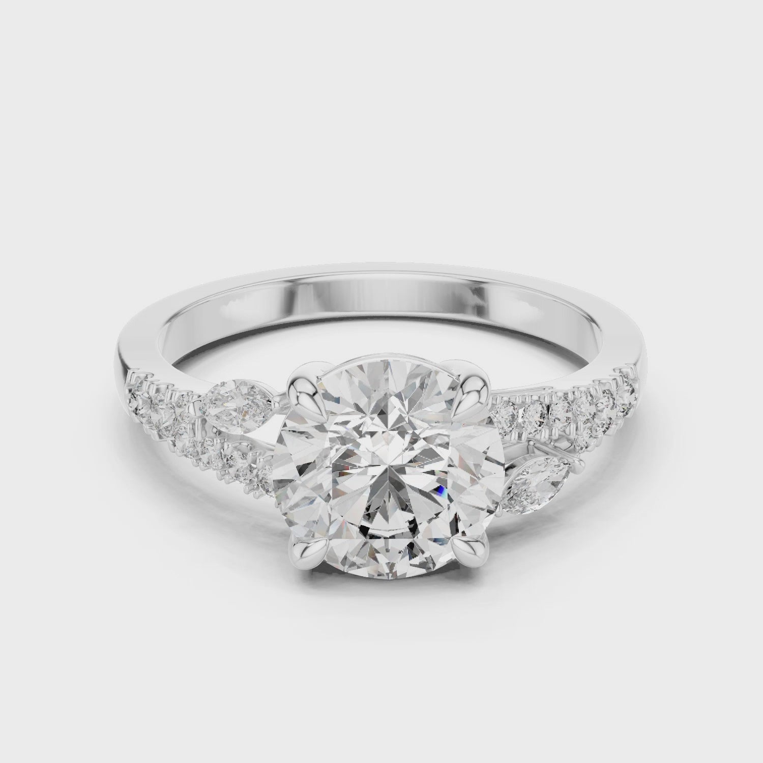 Classic Round Accent Solitaire Diamond Ring