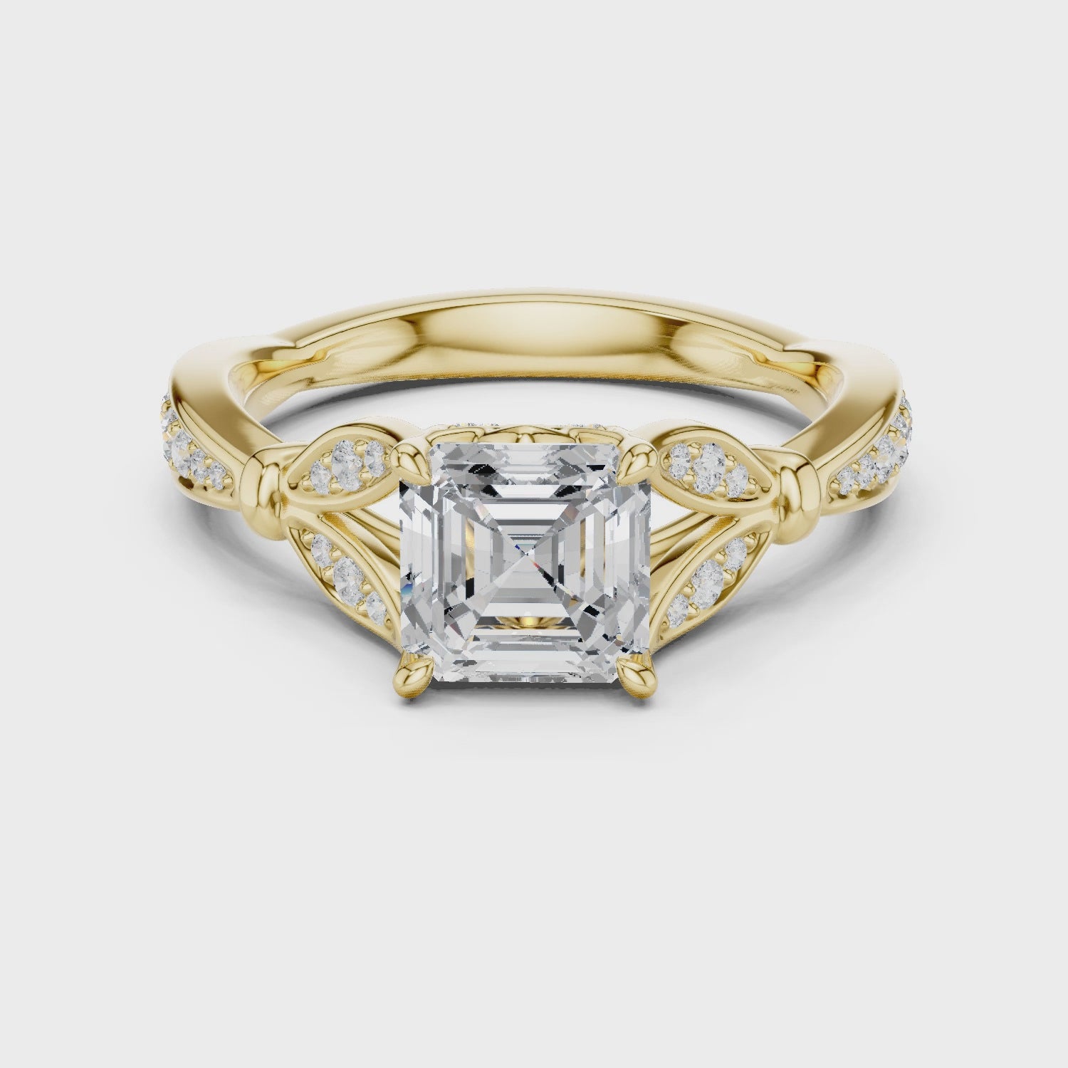 Fawn Vintage Leaf Asscher Diamond Ring