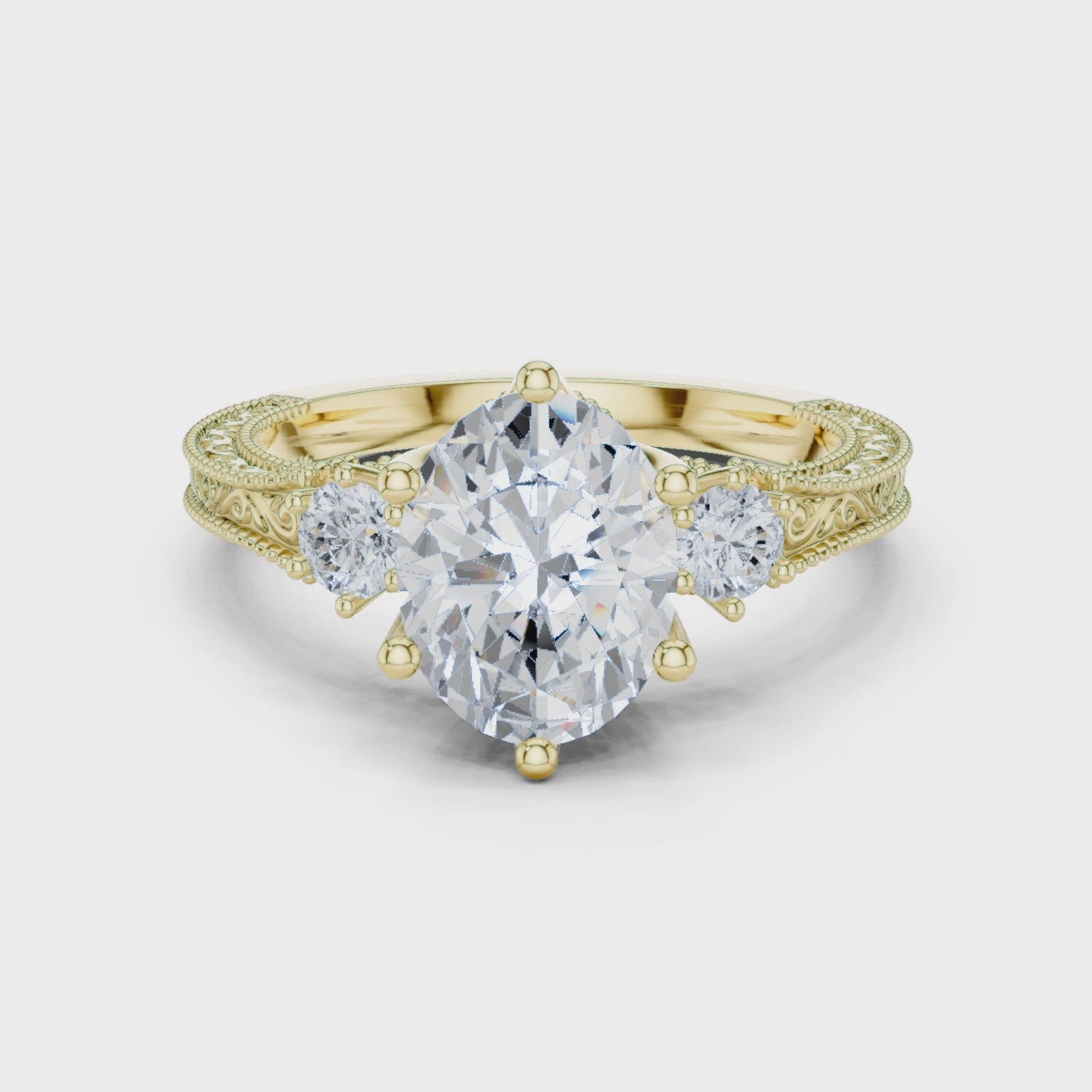 Gatsby Oval Diamond Vintage Three-Stone Ring