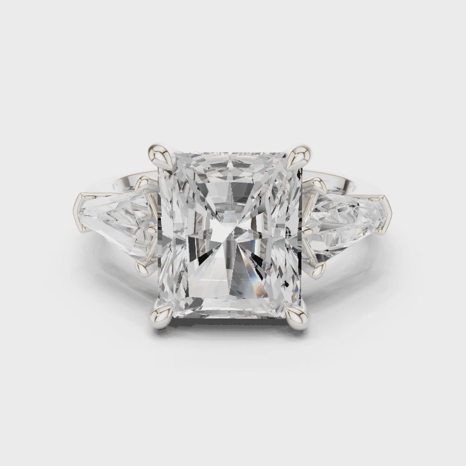 Vanguard Radiant Cut Diamond Trillion Side Ring