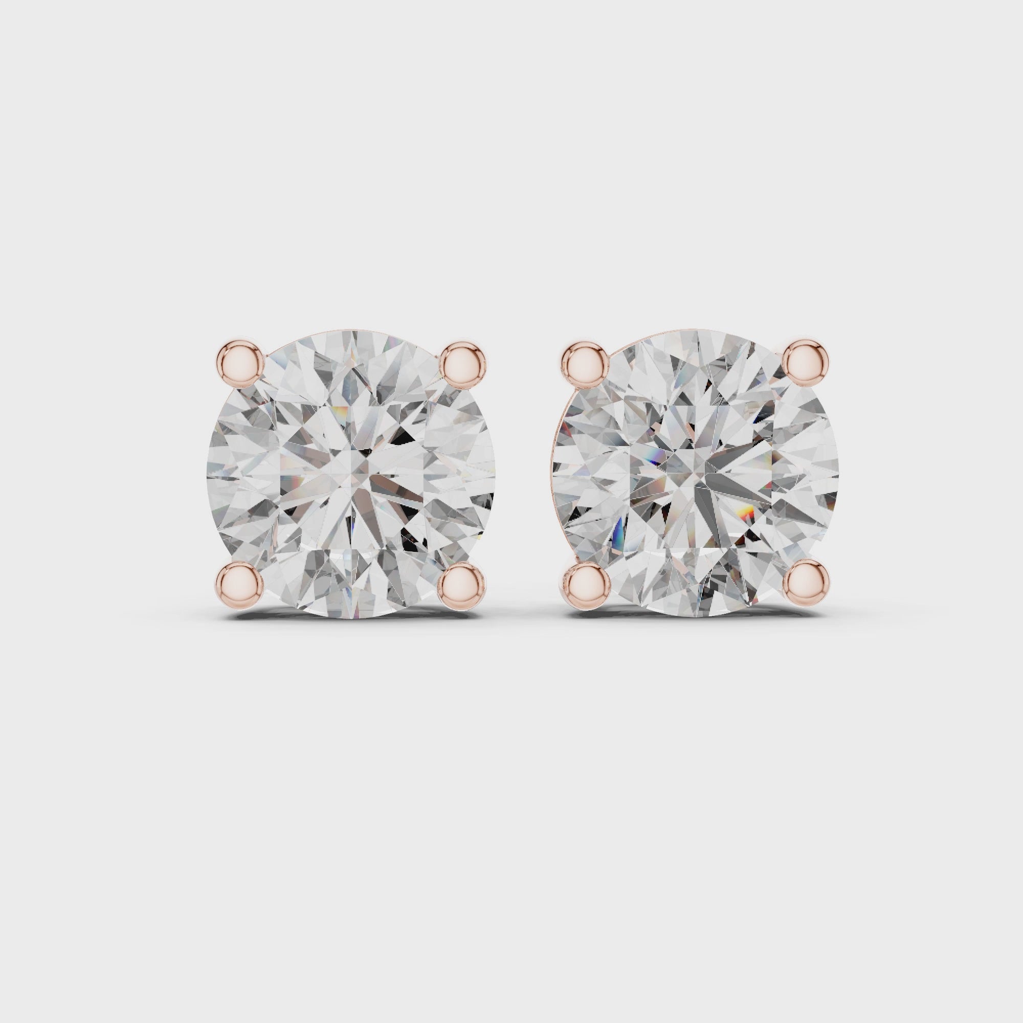 Classic Round Solitaire Diamond Stud Earrings