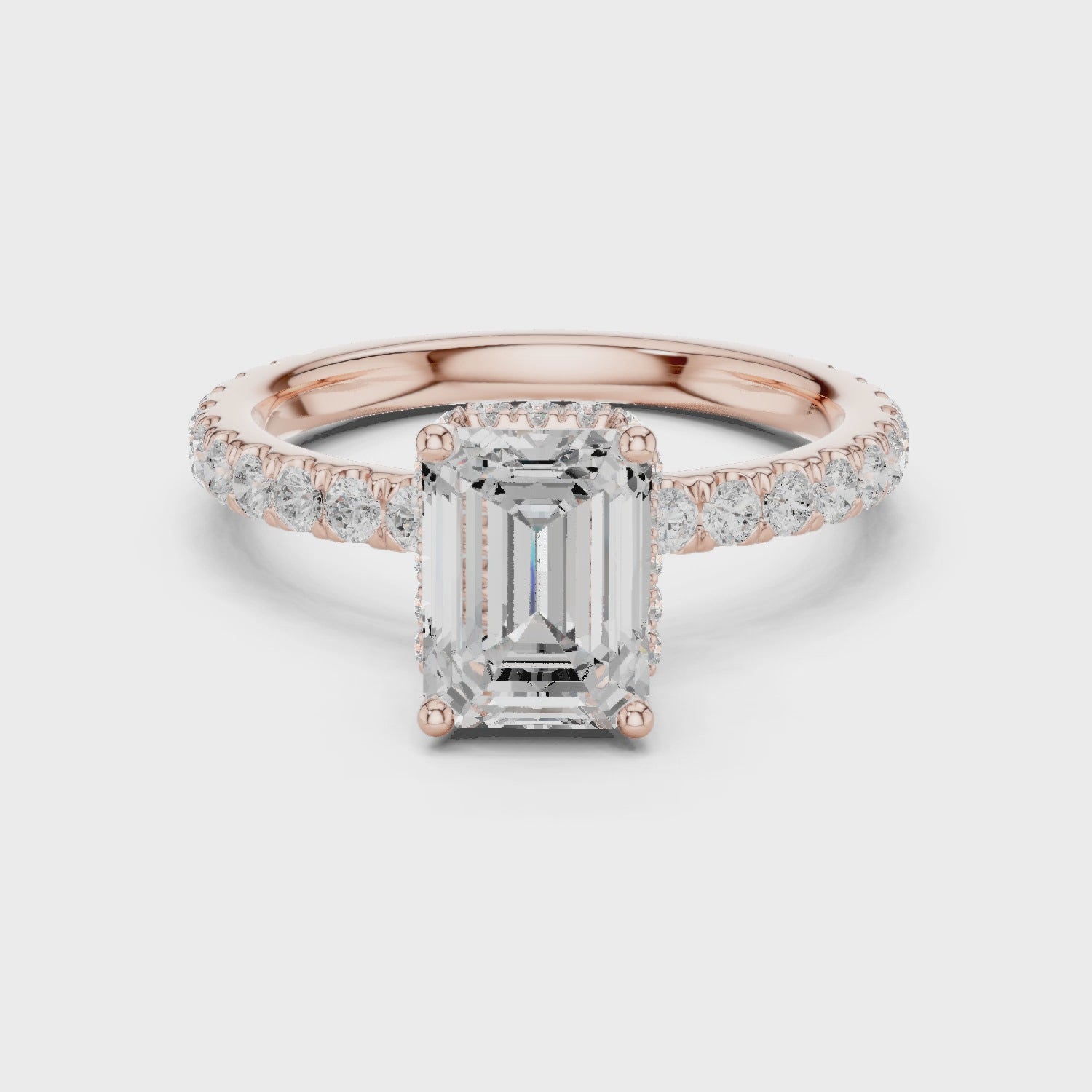 Bria Luxe Halo Emerald Diamond Pavé Ring