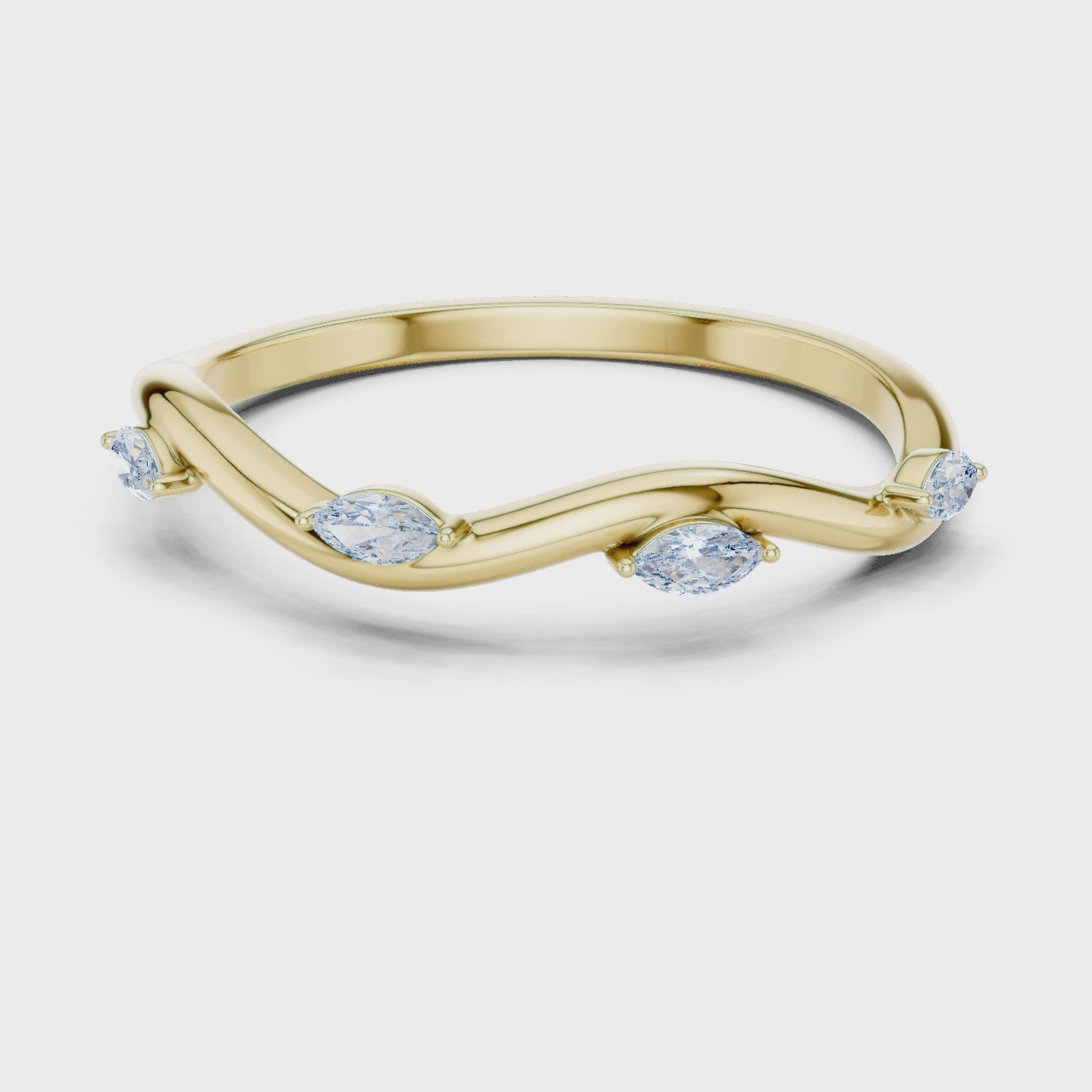 Marquise Diamond Curved Wedding Band