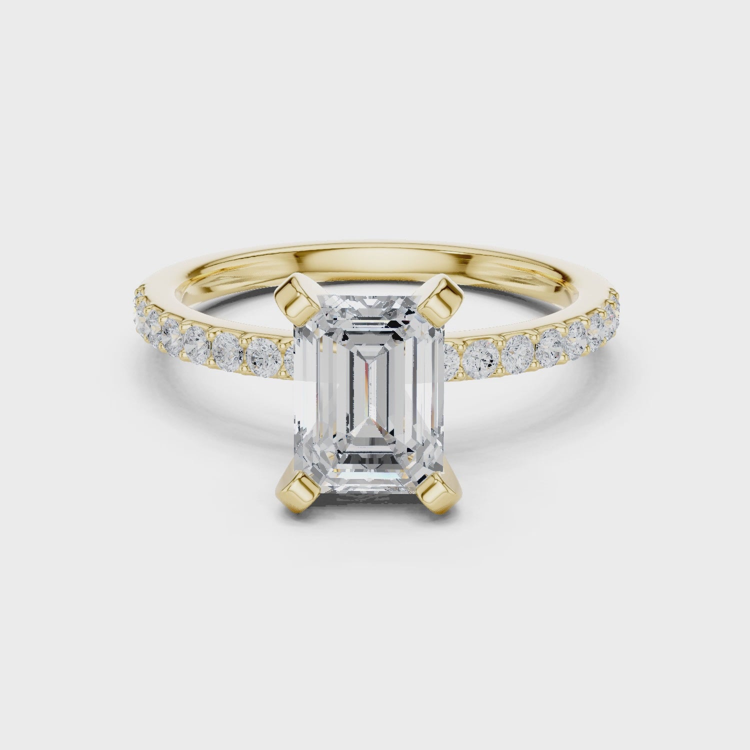 Morlow Classic Emerald-Cut Pavé Diamond Ring