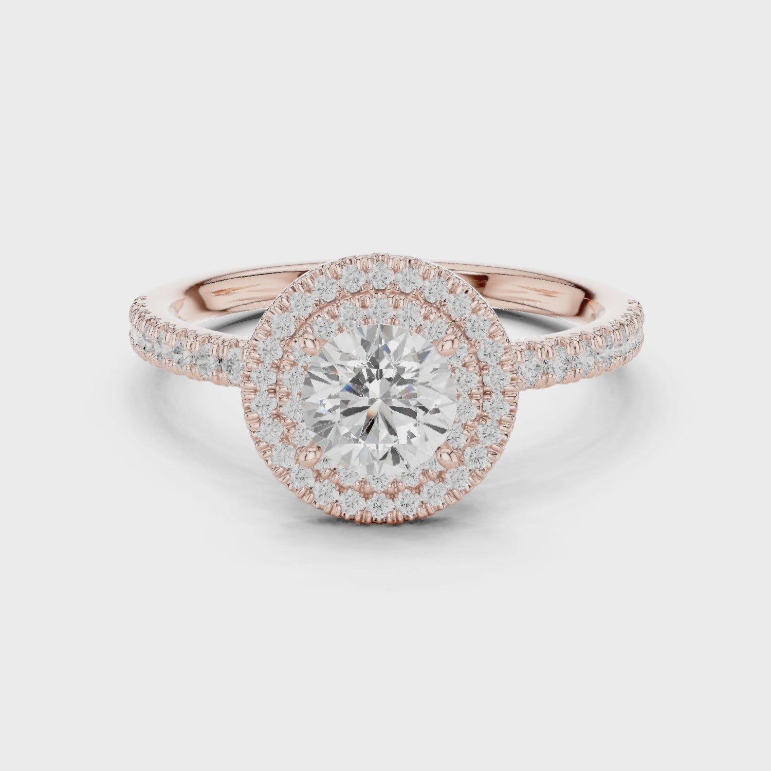 Double Halo Round Lab-Grown Diamond Engagement Ring