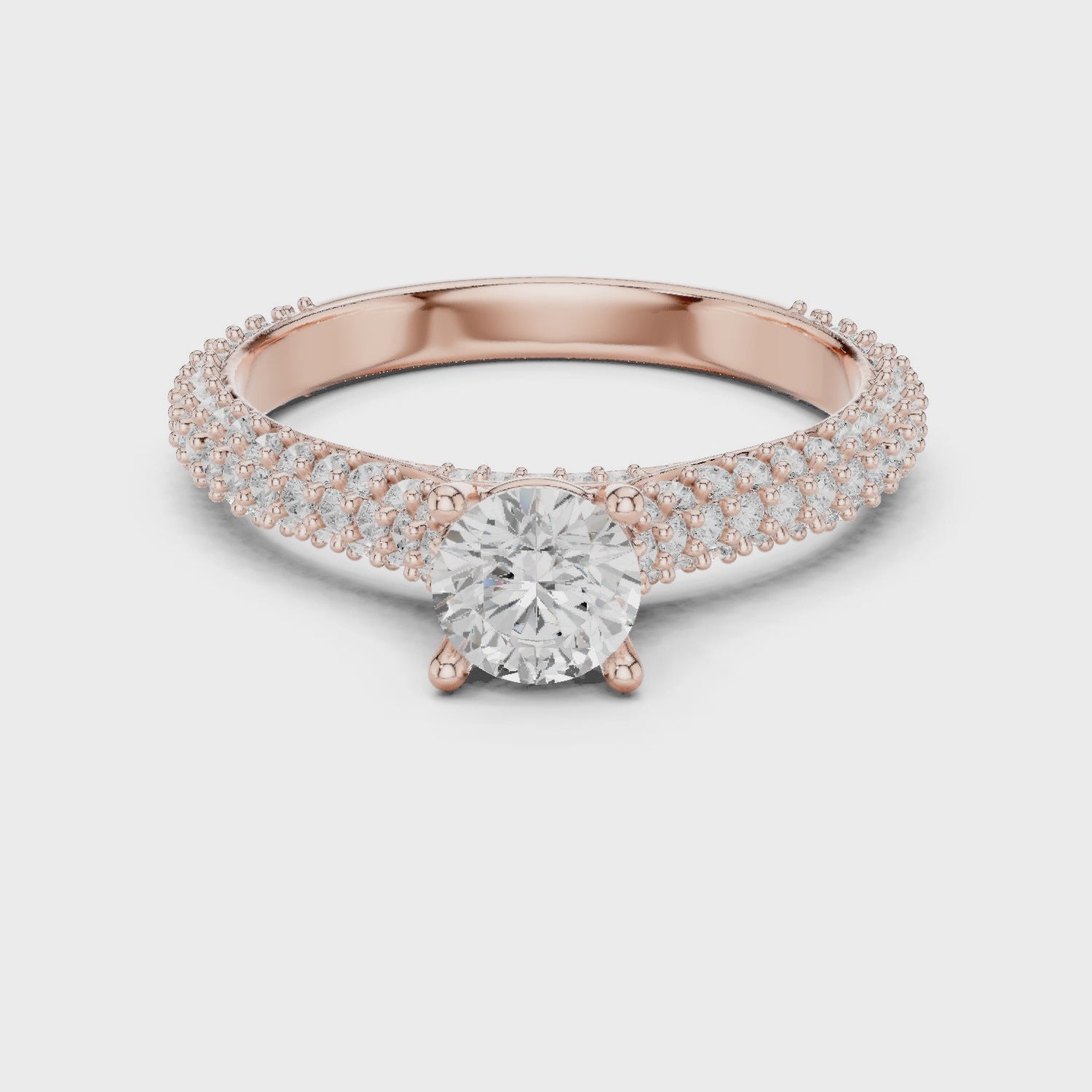 Double Pavé Swirl Diamond Engagement Ring